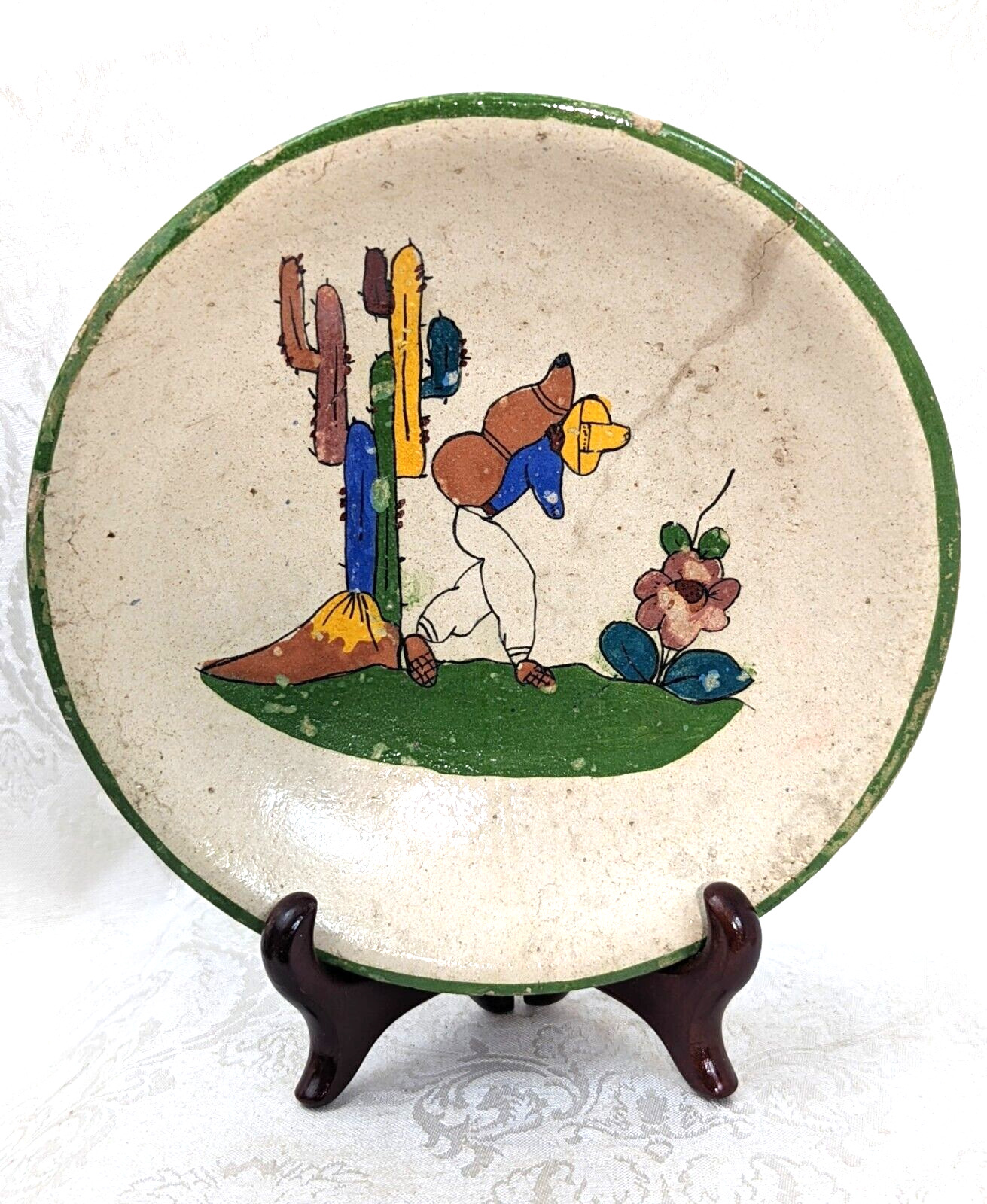 Tlaquepaque Mexican Pottery Bowl Mid 20th Century Vintage