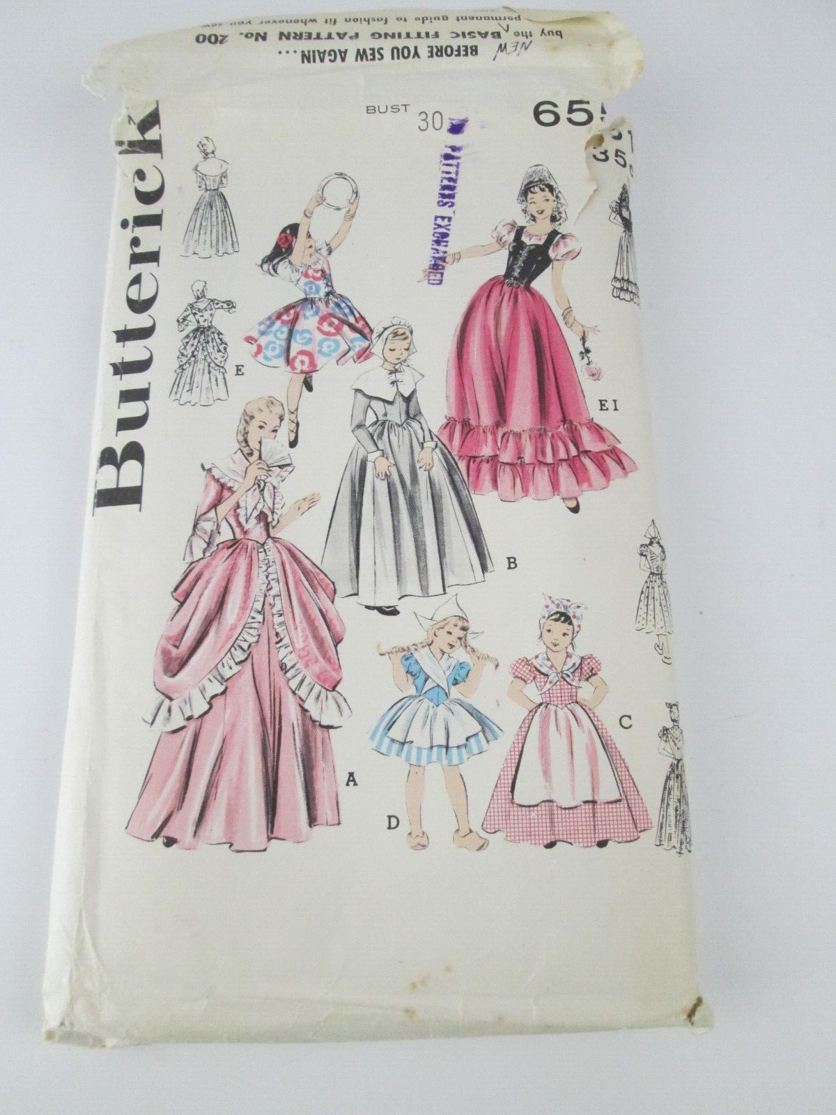 VTG Butterick 6551 Costume American, Dutch and Spanish colonial Sewing Pattern