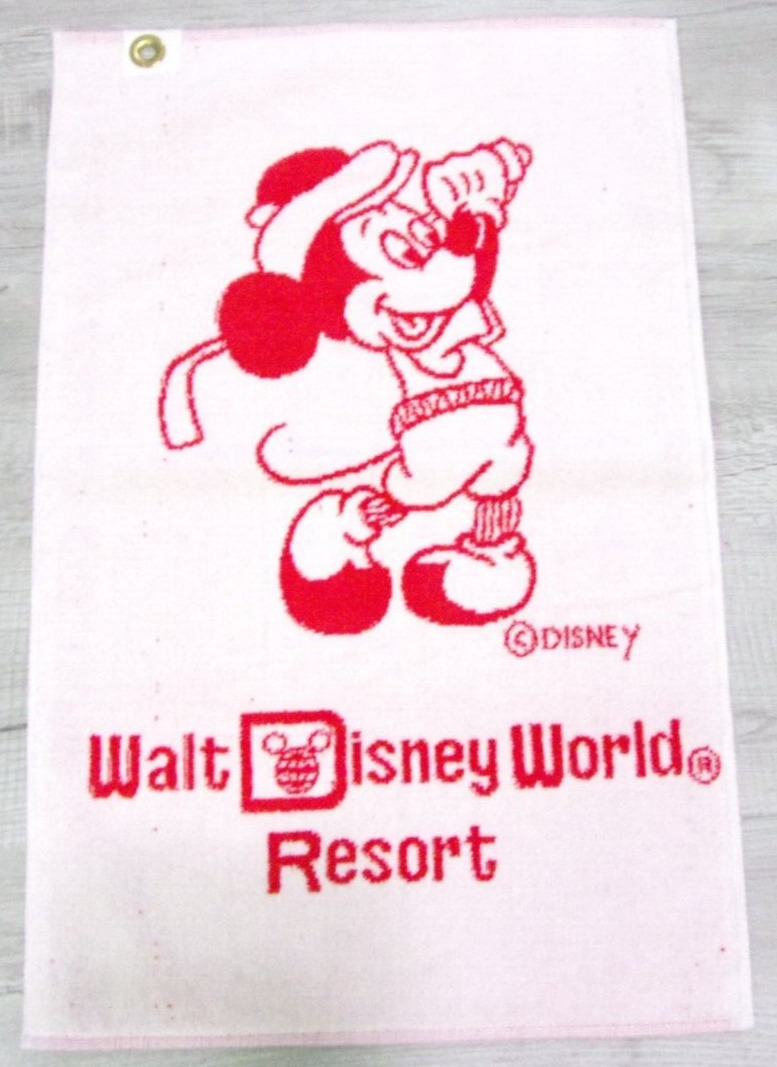 Vtg Martex Walt Disney World Resort Mickey Mouse Golf Towel Red/White 25\