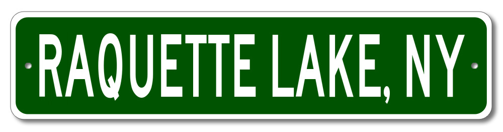 Raquette Lake, New York Metal Wall Decor City Limit Sign - Aluminum