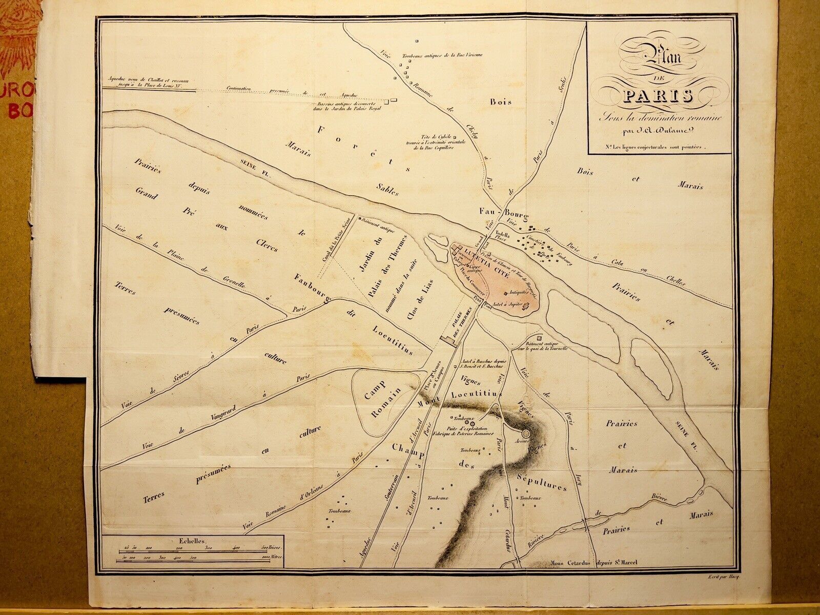 Antique map 1812 Plan de Paris France Cite Napoleon Press steel engraving