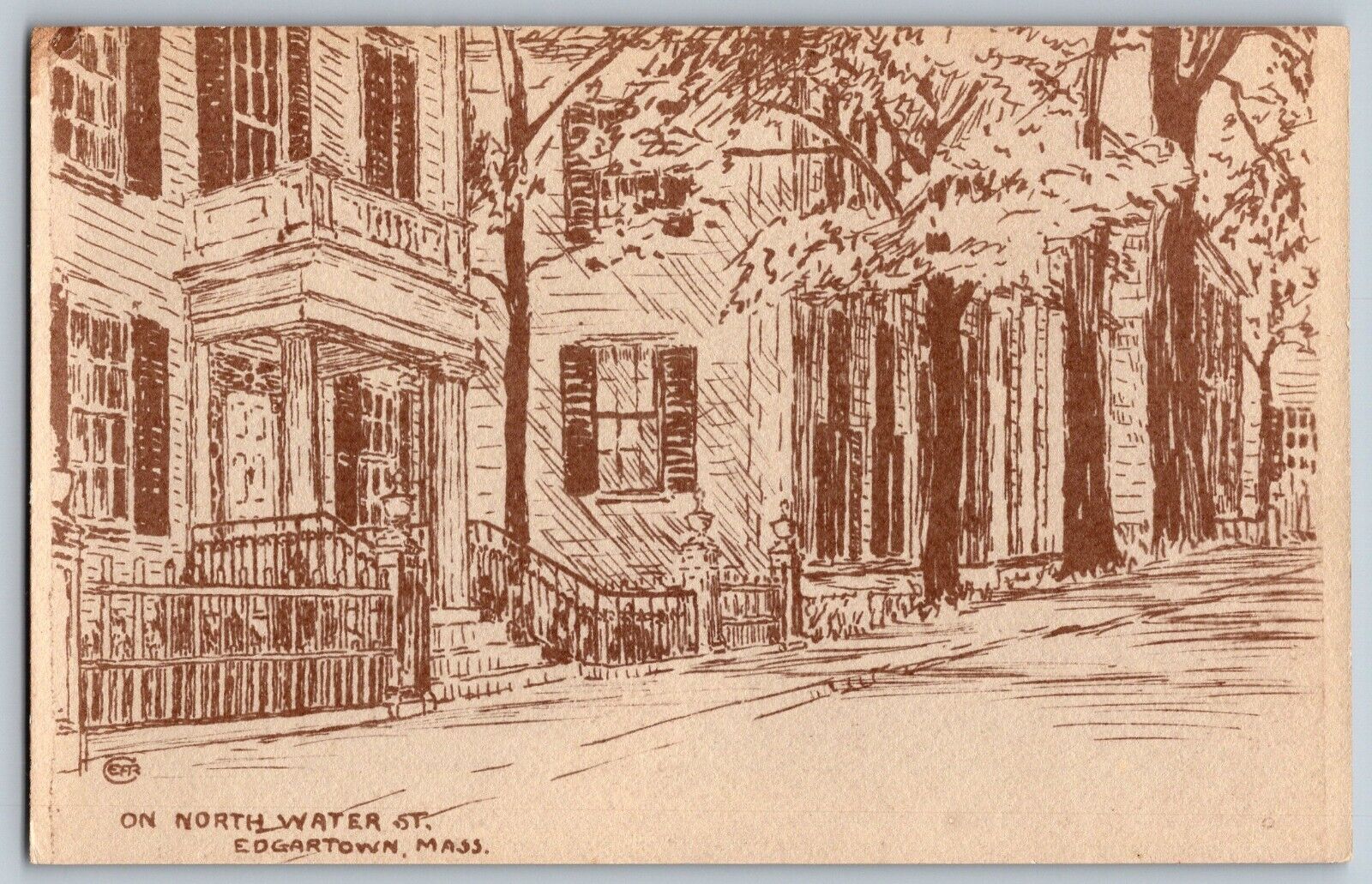 Edgartown, Massachusetts MA - View on North Water Street - Vintage Postcard