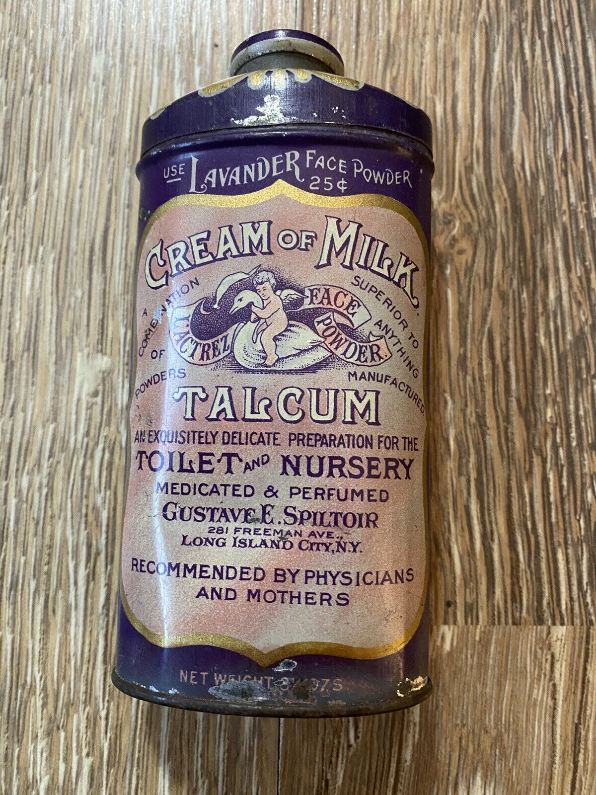 Antique Gustave E. Spiltoir Cream of Milk Talcum Powder Advertising Tin Full 