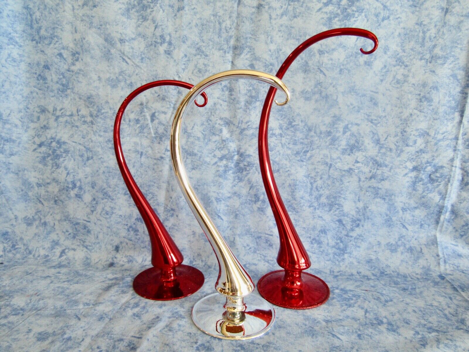 Set of Three Colored Glass Ornament Hangers