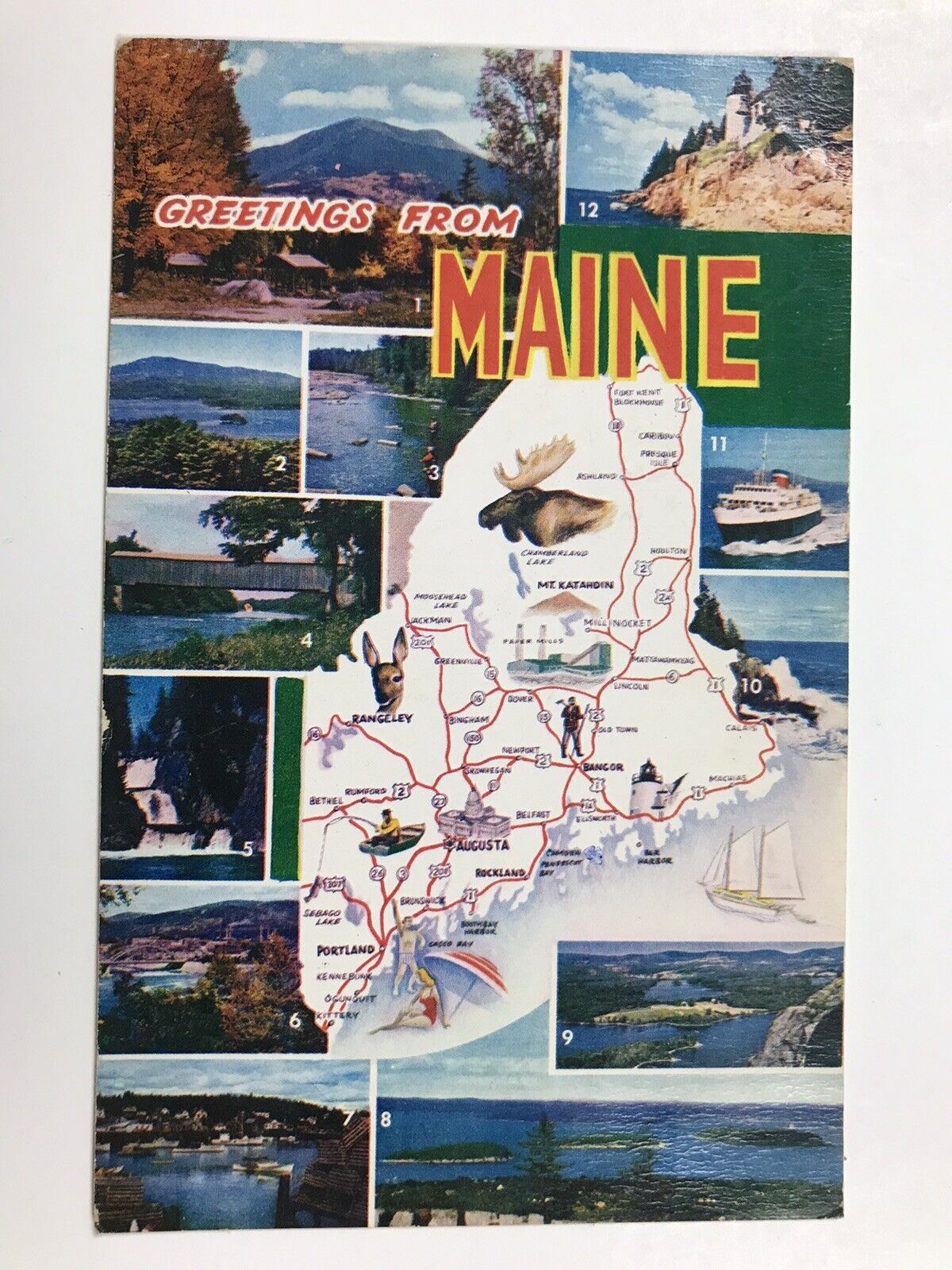 vintage 1962 greetings from Maine post card
