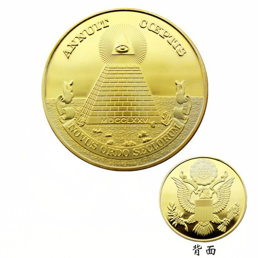 Freemason Masonic Coin US Dollar Plated Gold Collection Aall-seeing eye