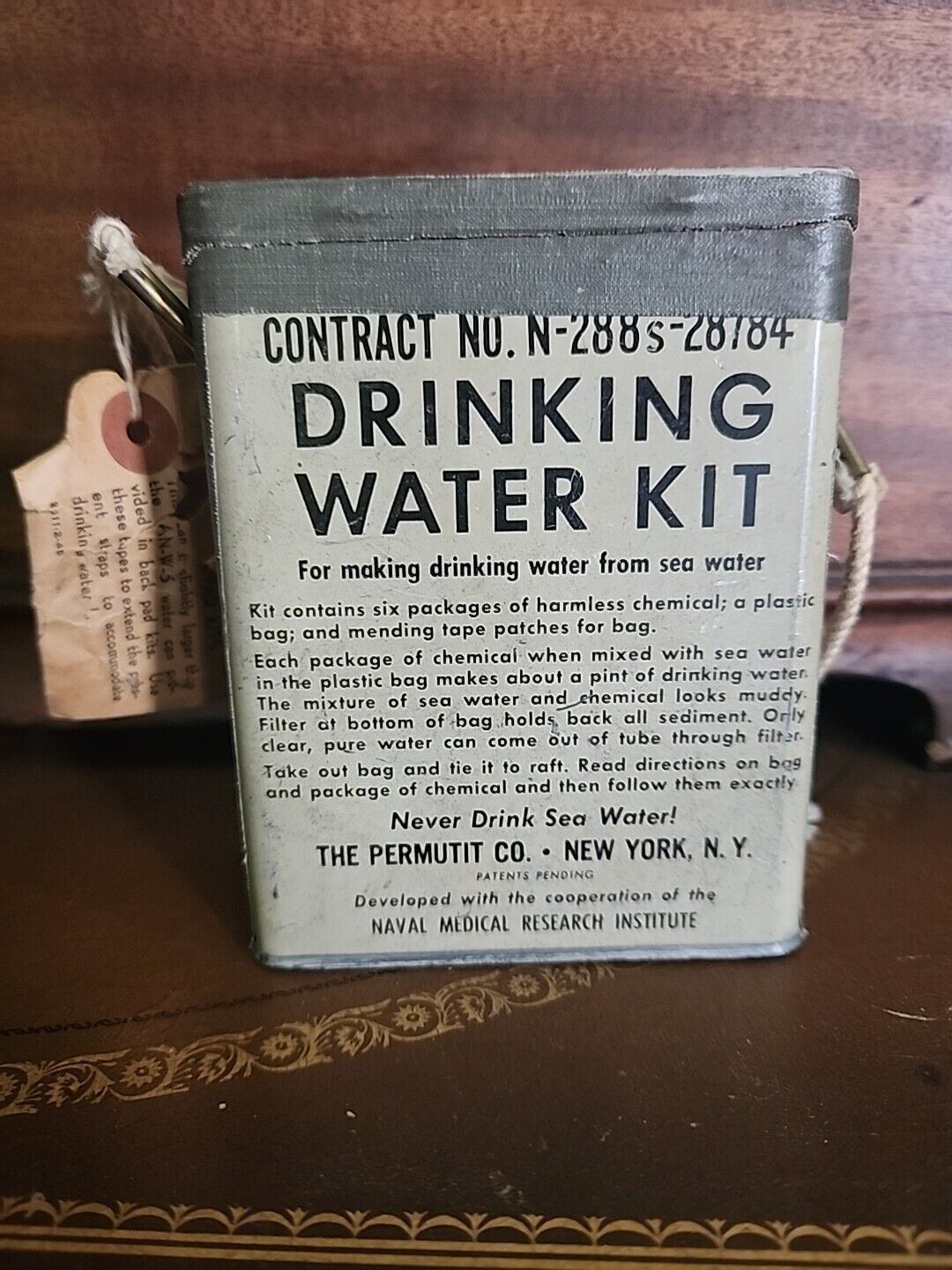 WW2 USN US Navy Pilot Aircraft Survival Kit Drinking Water Solar Still ADR-1 