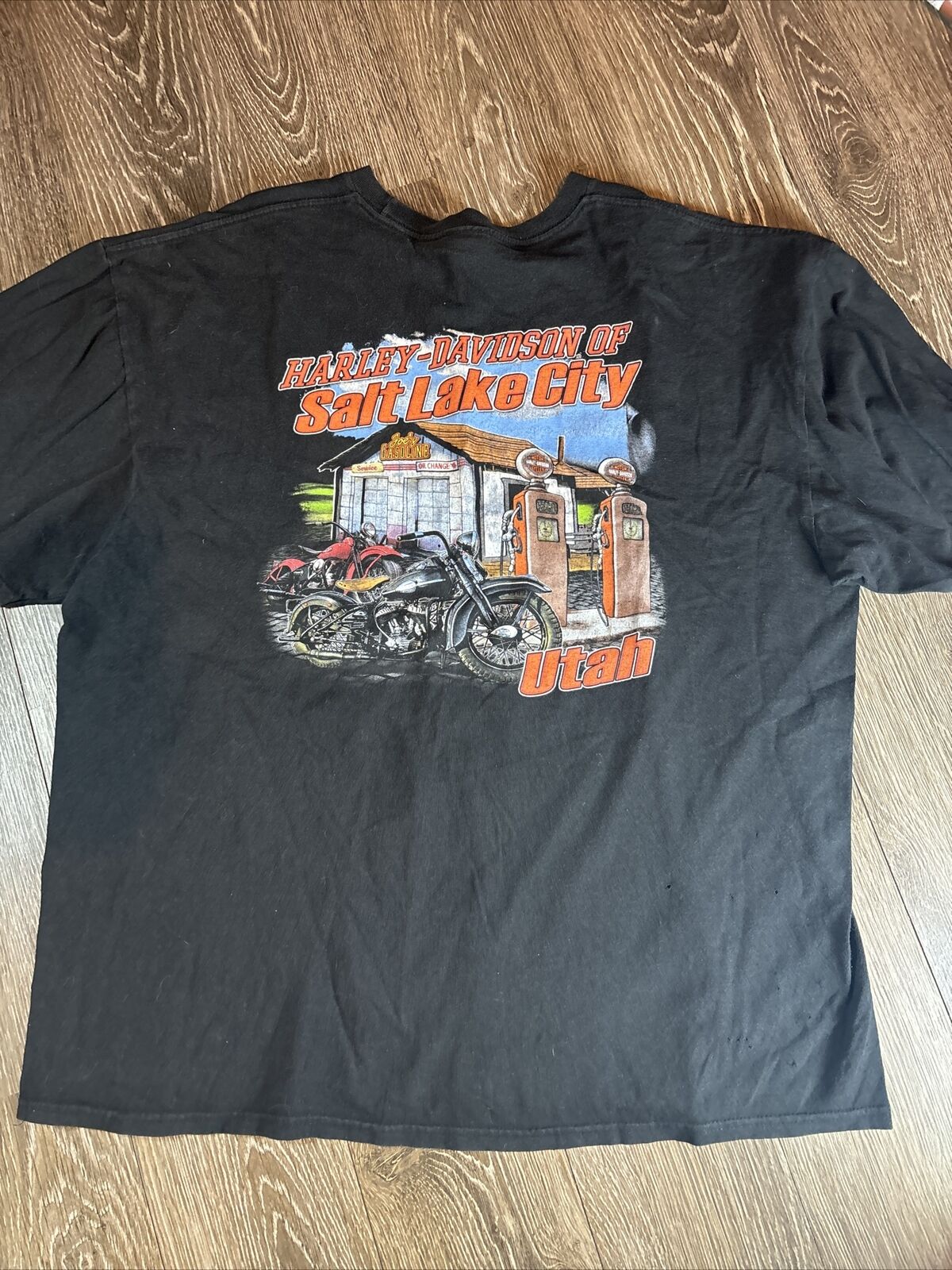 Harley Davidson Mens 2XL Shirt Salt Lake City Bald Eagle Biker Joe’s Gasoline