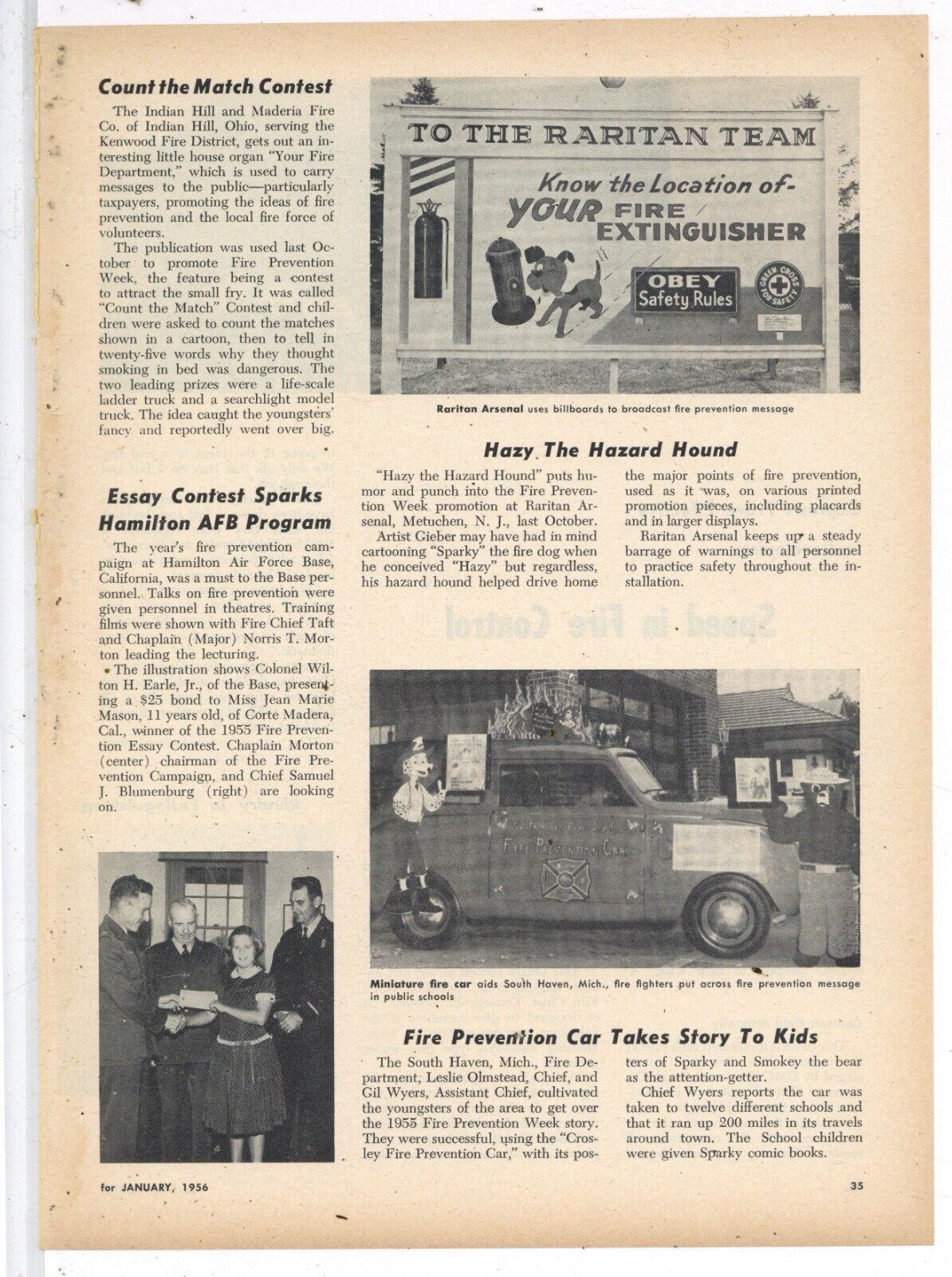 1956 Article & Pic: Crosley Miniature Fire Truck w/ South Haven Fire Department