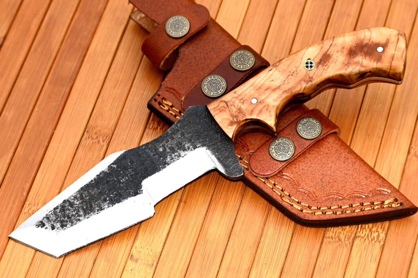 Custom Made Tracker Hunting Knife Bushcraft Survival - Forged Carbon Steel 1923