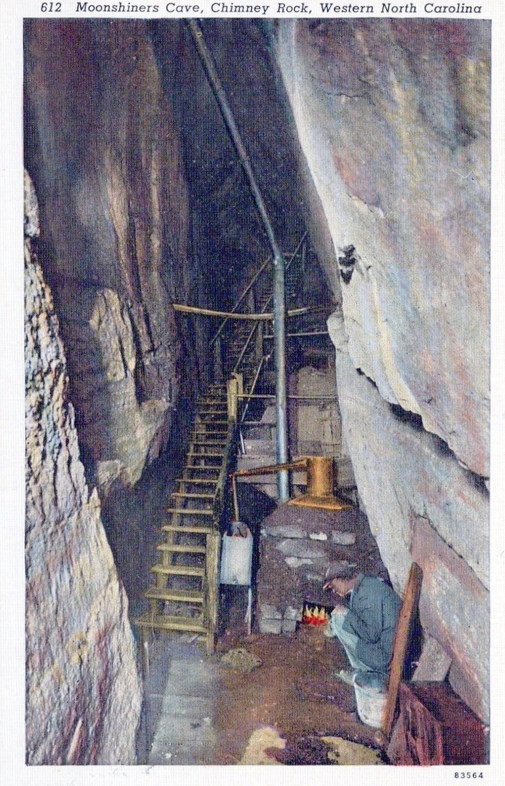 Moonshiners Cave Chimney Rock Western North Carolina Postcard