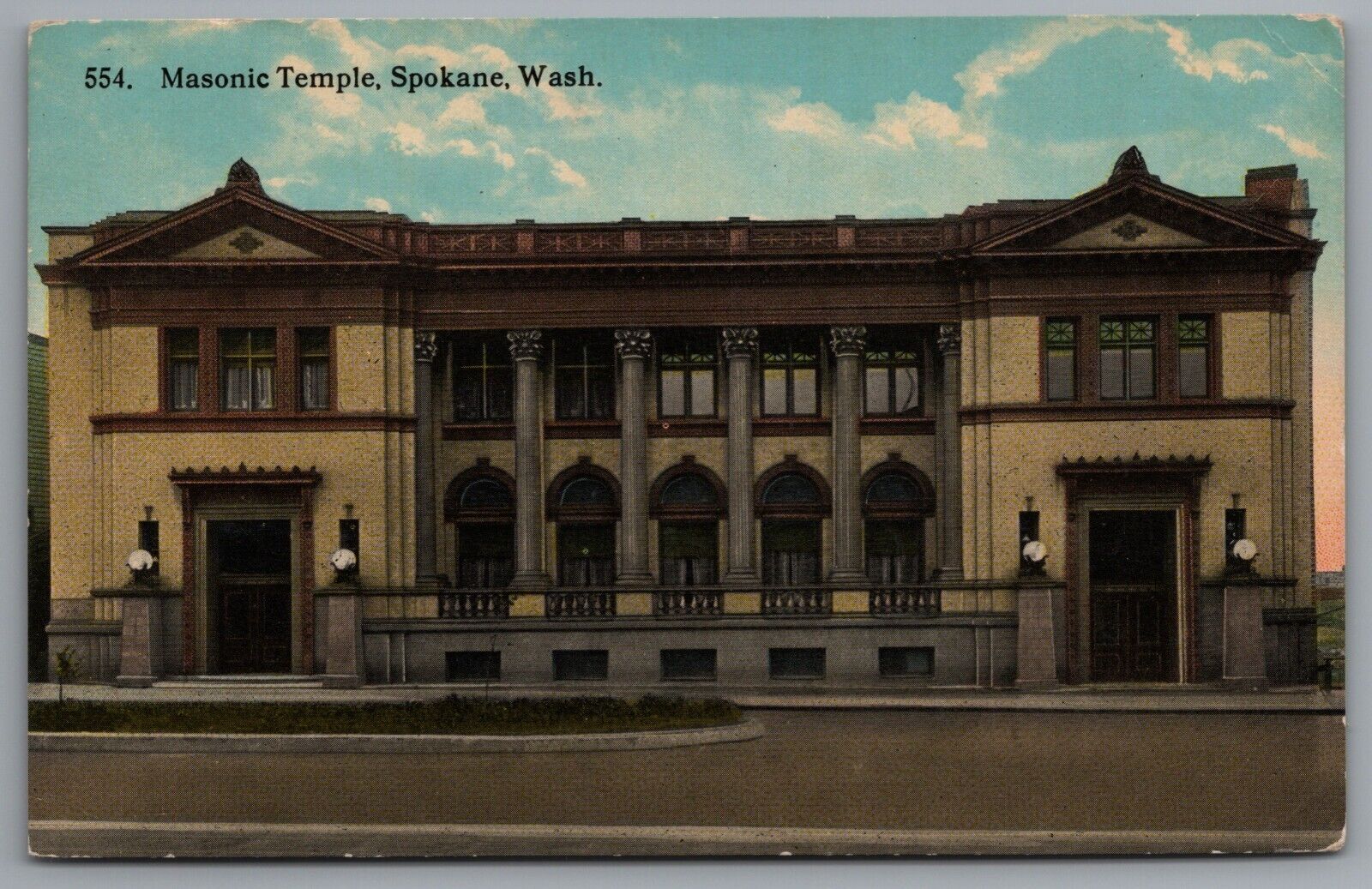 Spokane Washington Masonic Temple c1910s Postcard Postal Cancel 1915 Spokane