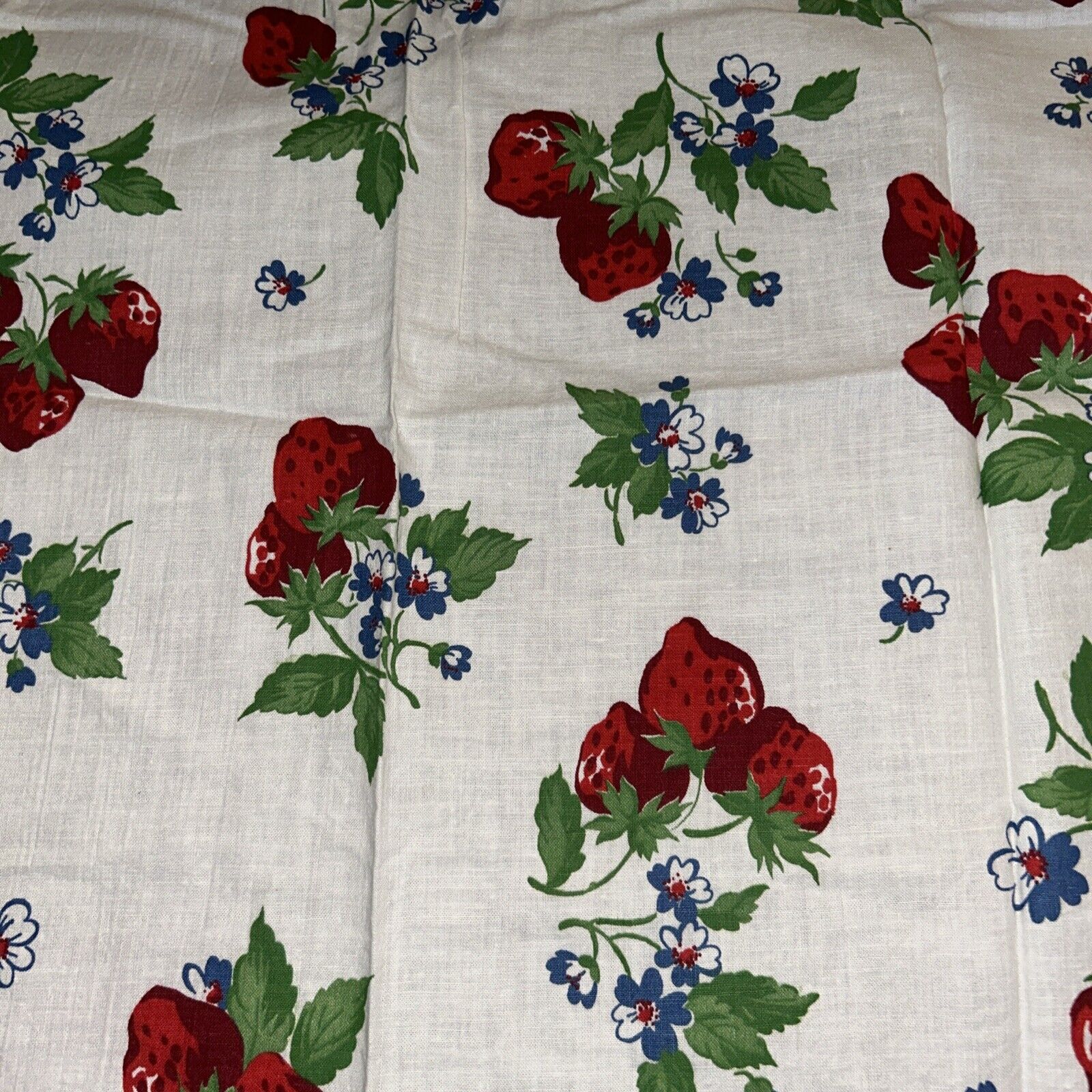 Vintage woven Fabric - Strawberries Print 21x26 In #1