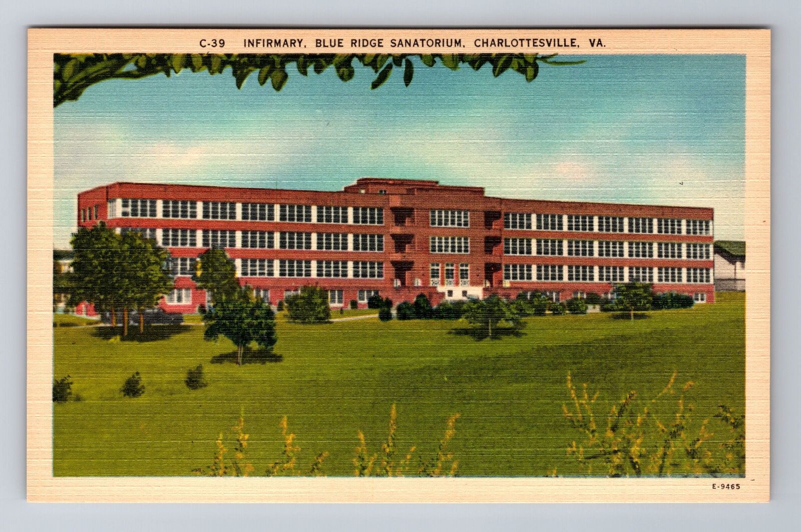 Charlottesville VA-Virginia, Blue Ridge Sanatorium Infirmary, Vintage Postcard
