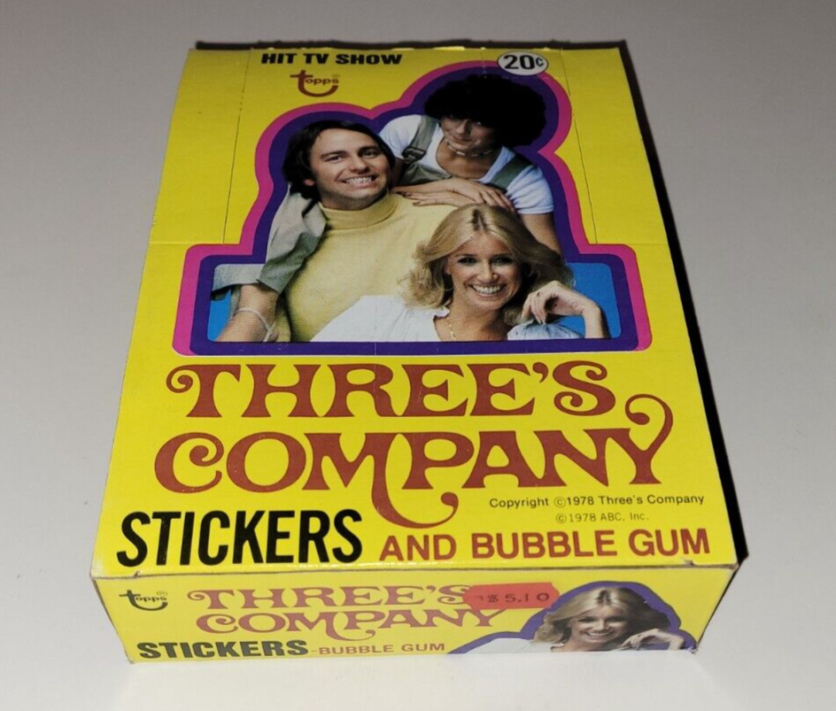 1978 THREE\'S COMPANY Mint WAX CARD STICKER PACK EMPTY BOX Topps SUZANNE SUMMERS