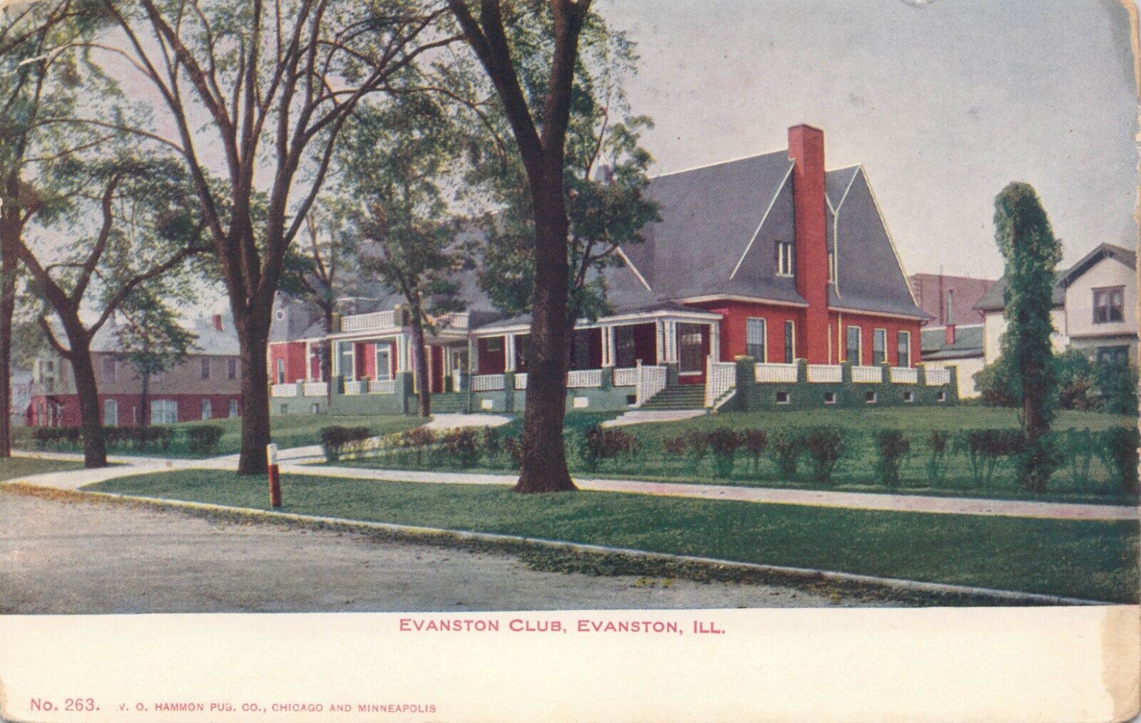 Evanston Club Athletic Evanston IL V O Hammon Antique Postcard Unused