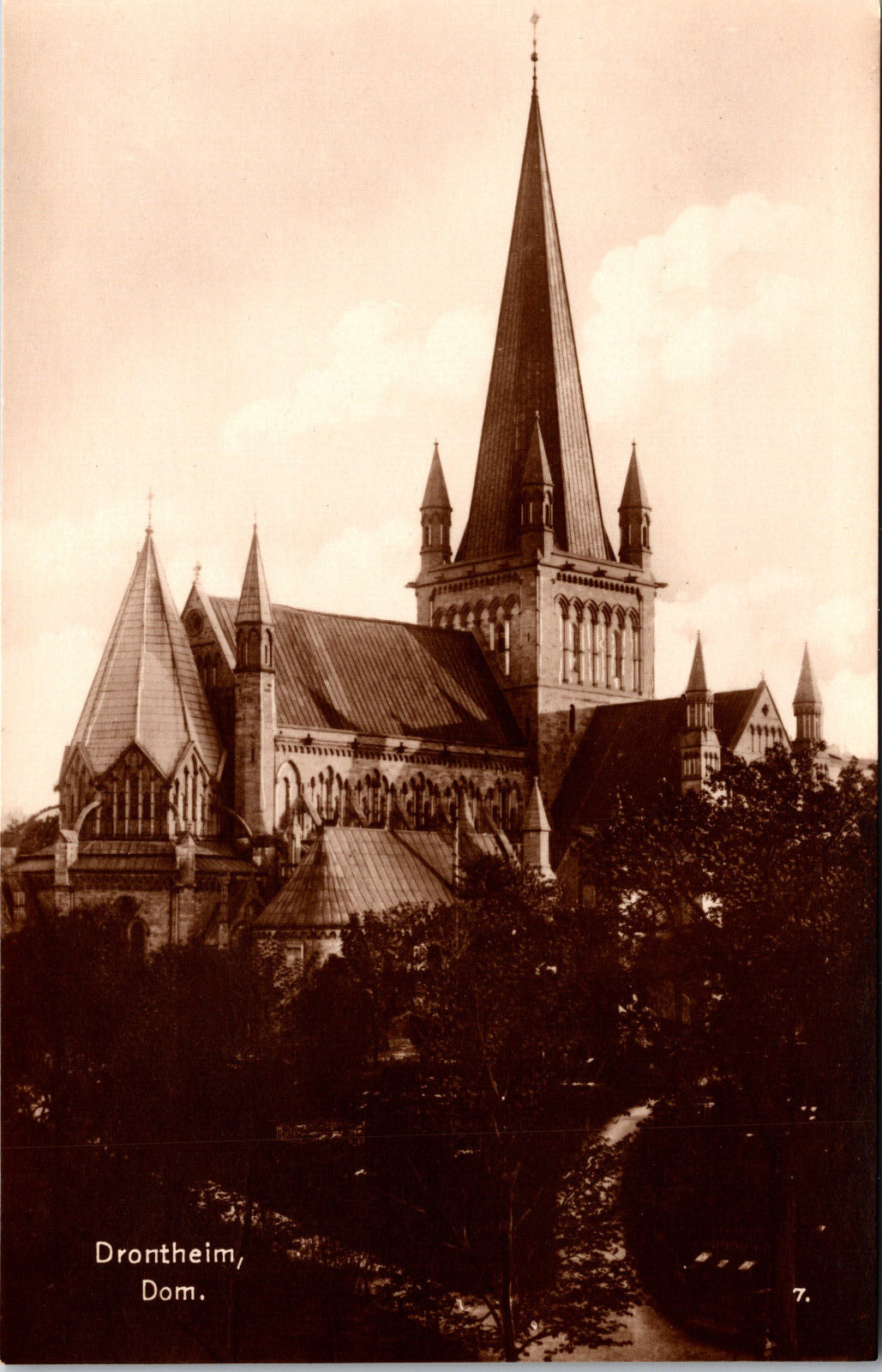 Trondhiem Cathedral Norway Trinks-Bildkarte Real Photo Postcard RPPC