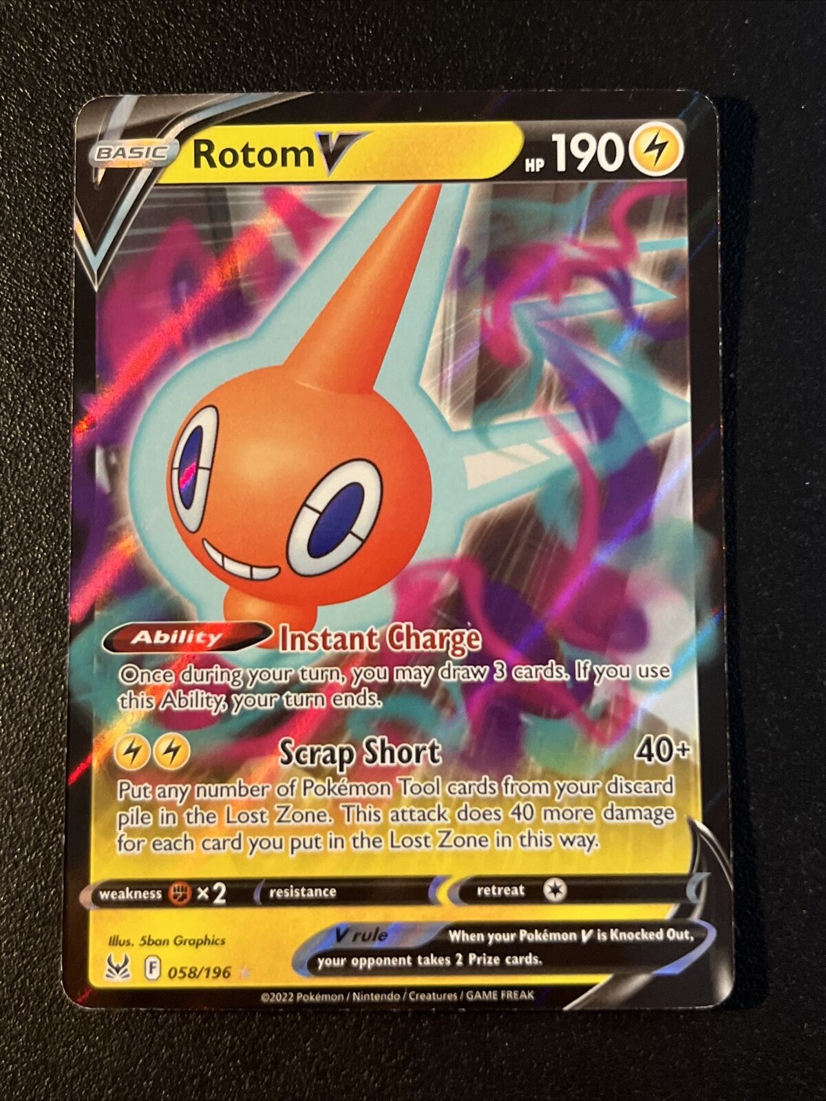 Rotom V 058/196 Ultra Rare Pokemon TCG Lost Origin NM