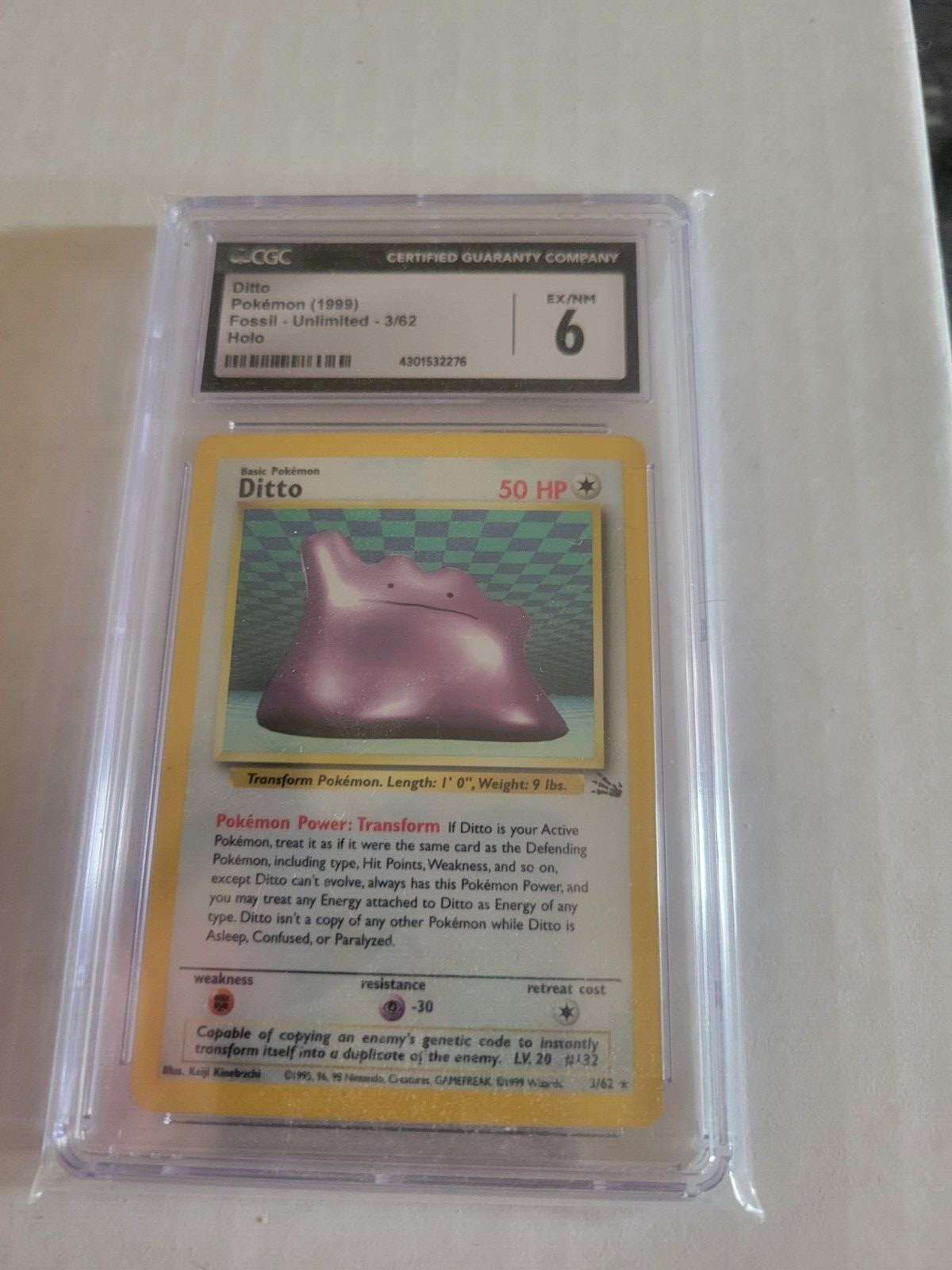 CGC 6 Ex/NM - Ditto - Fossil - Unlimited - 3/62 - Holo  (1999)