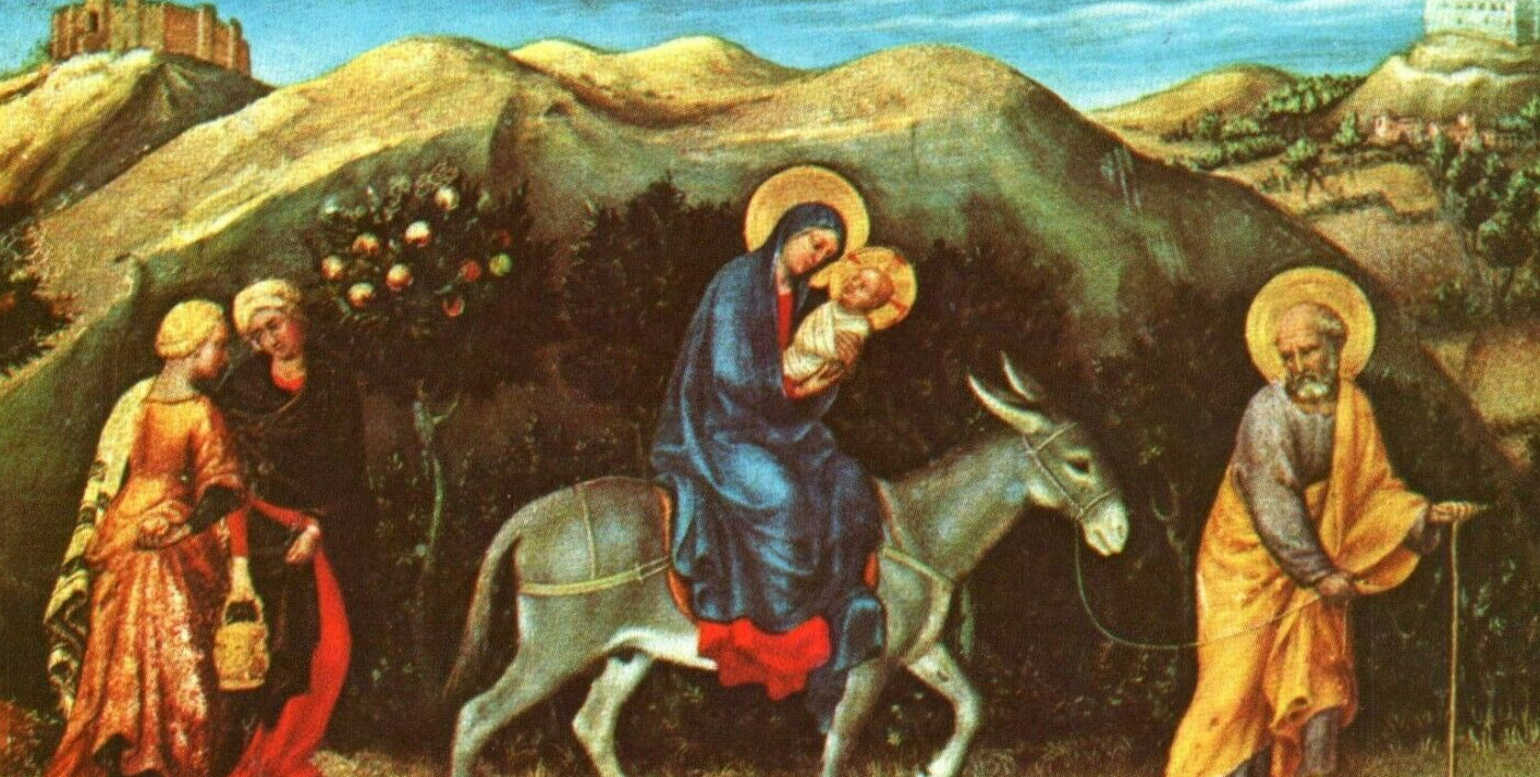 Rare Vintage Christmas Postcard-Mary-Jesus-Flight into Egypt-Magi Christian