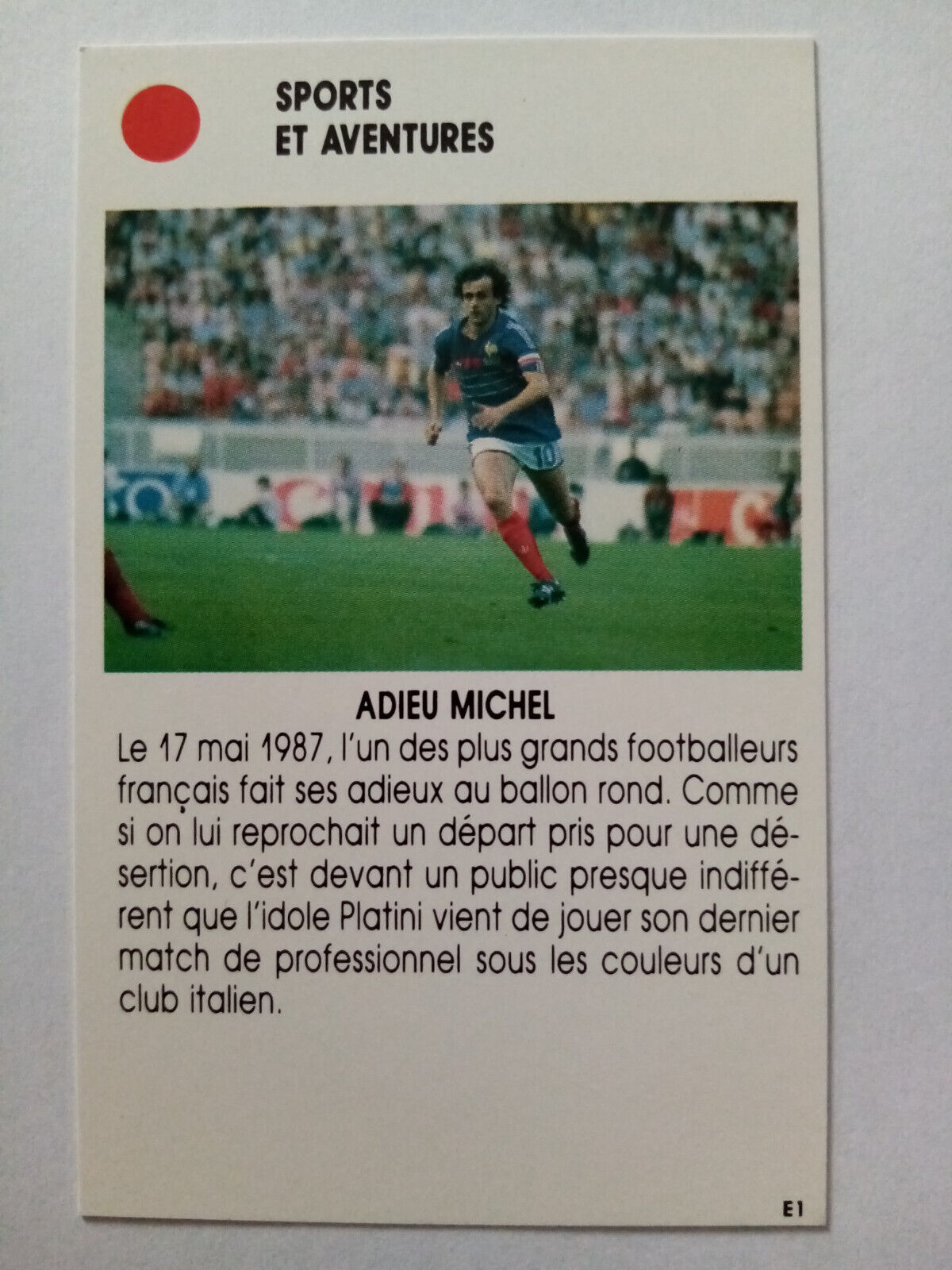 RARE MICHEL PLATINI France Card Star Soccer Football French Edition 1987 87