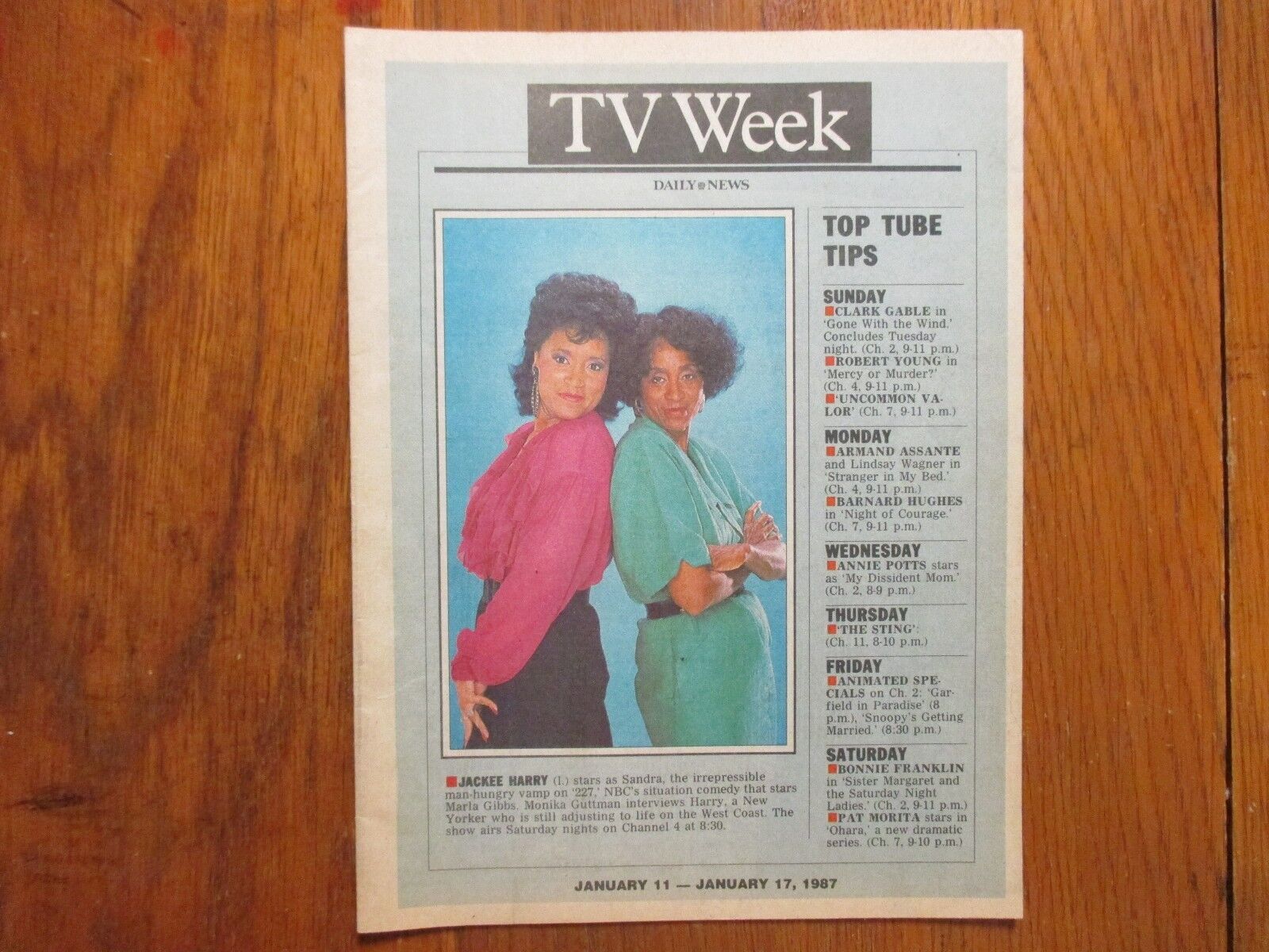 January 11, 1987 N Y Daily News TV Week Magazine(JACKEE  HARRY/MARLA  GIBBS/227)