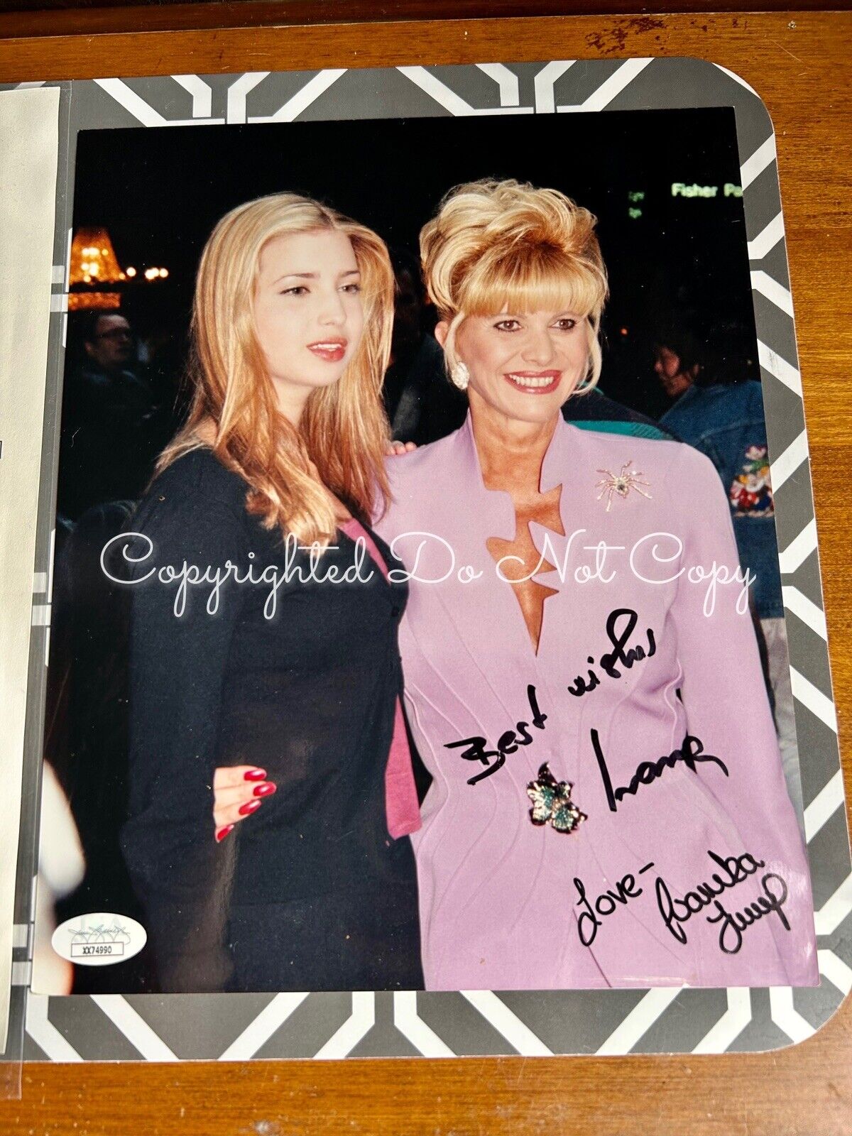 Rare Young Ivanka Trump & Ivana With Full Name Signatures Photograph With COA