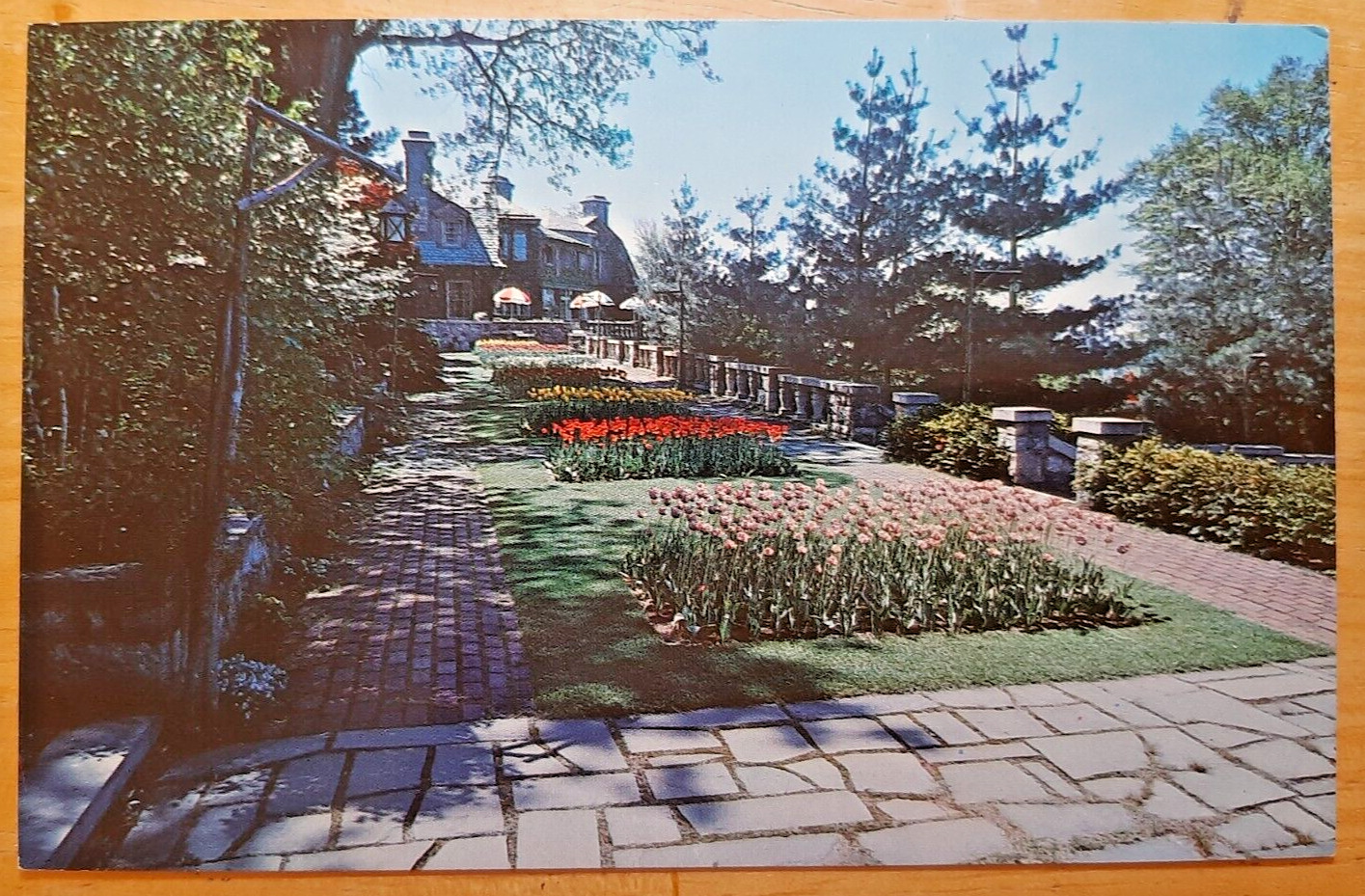 1962 Postcard Tarrytown Tappan Hill Restaurant Hudson River Posted Gardens