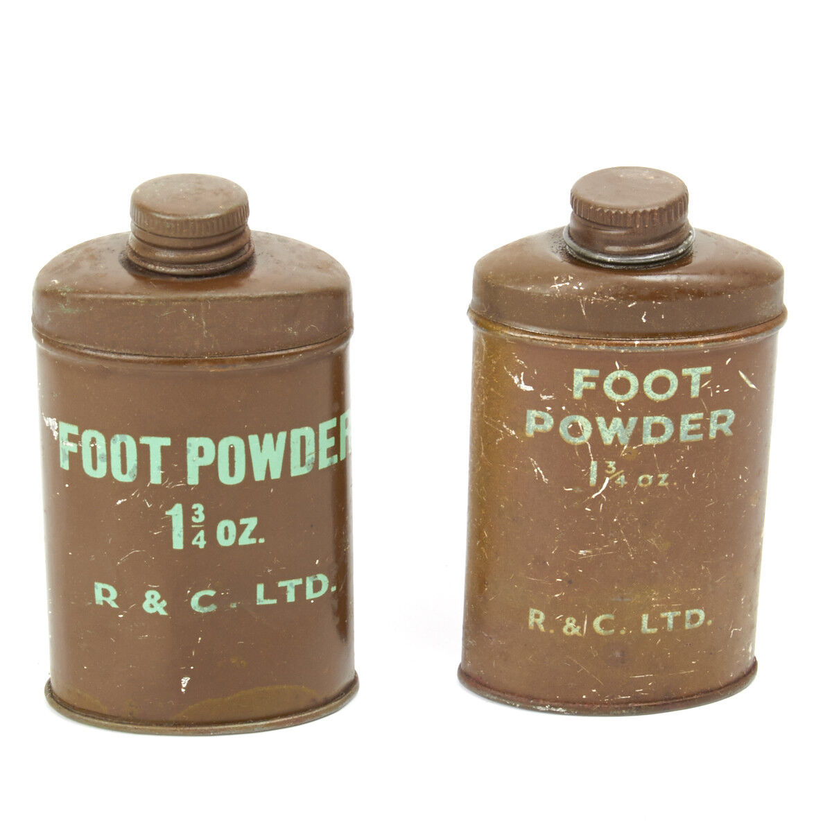 Original WWII British Army Foot Powder, Unissued- Set of 2