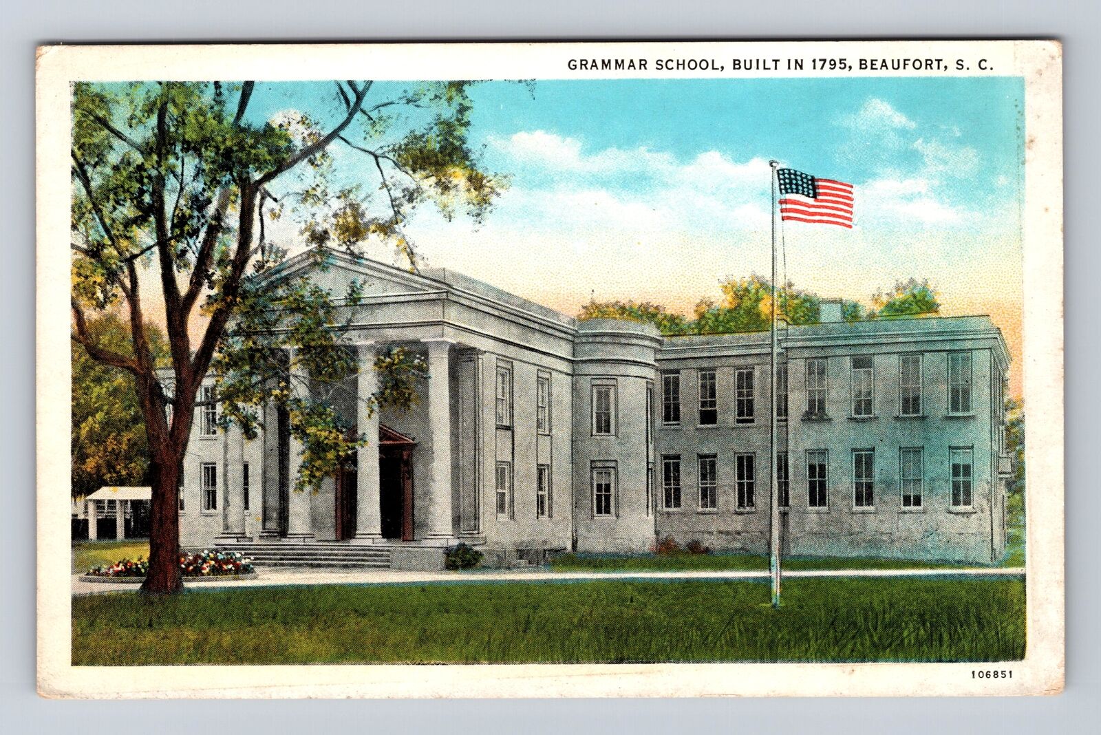 Beaufort SC-South Carolina, Grammar School, Antique, Vintage Souvenir Postcard