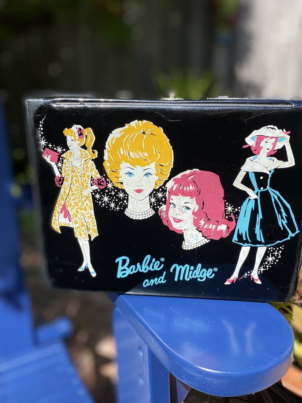 Barbie and Midge Vintage 1963 Black Vinyl Lunchbox No Thermos