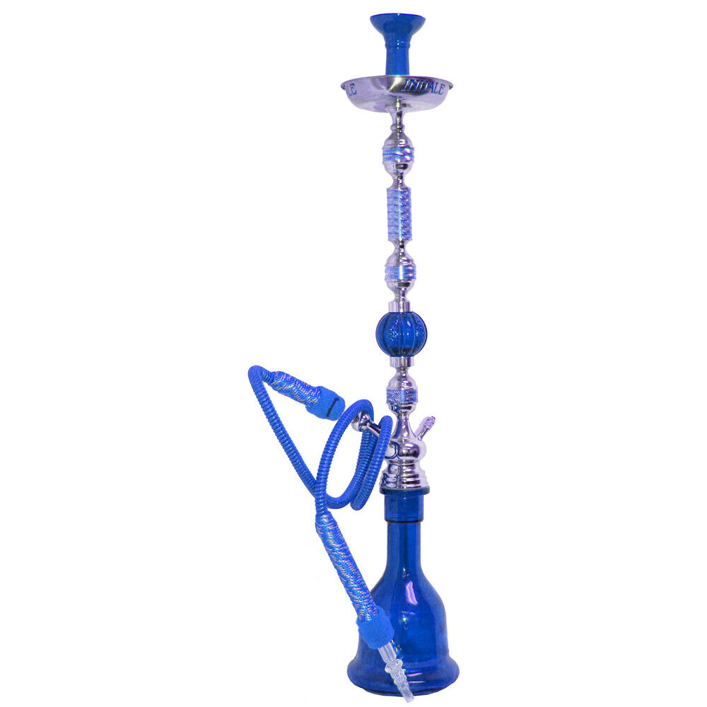 40 INCH INHALE (R) INDIA EGYPTIAN STYLE HOOKAH WITH A LARGE HOSE BLUE