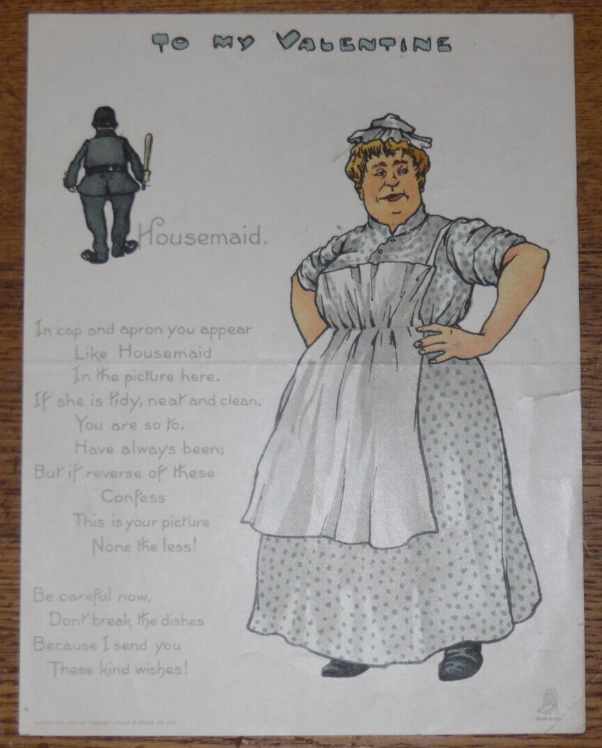 Antique 1902 Raphael Tuck & Sons Valentine - Housemaid