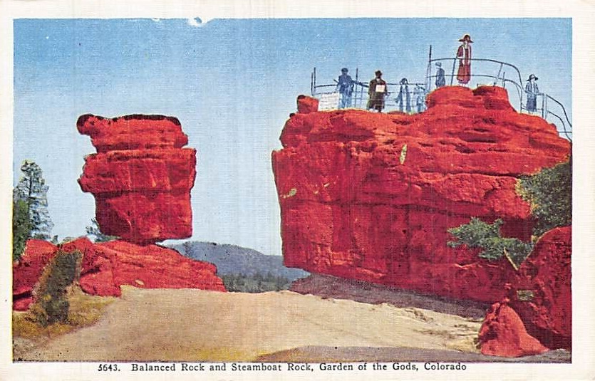 Postcard CO: Balanced Rock, Garden of the Gods, Colorado, Vintage Linen Unposted