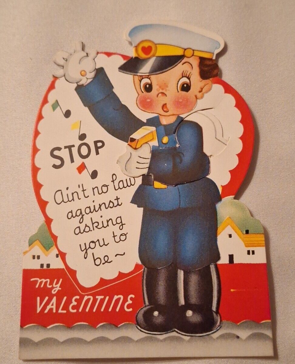 Ain\'t No Law Against Asking Vintage A-meri-card Valentine Lil Officer Mechanical