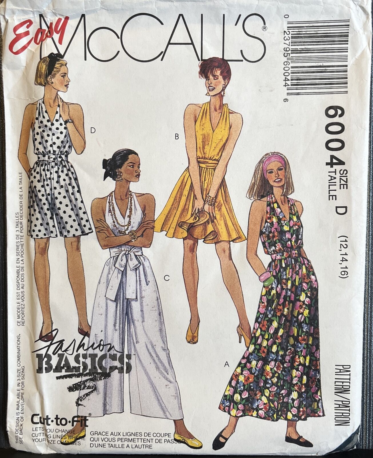 McCall's 6004 Halter Dress & Split Skirt Dress Sz 12 14 16 Retro 90s Classic UC