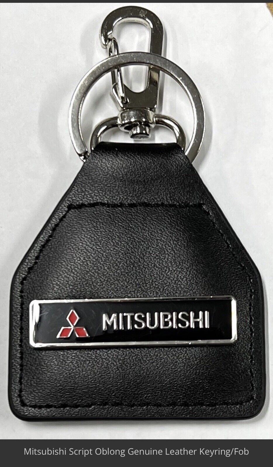 Genuine Australian Made Leather Keyring/Fob -Mitsubishi Script Oblong