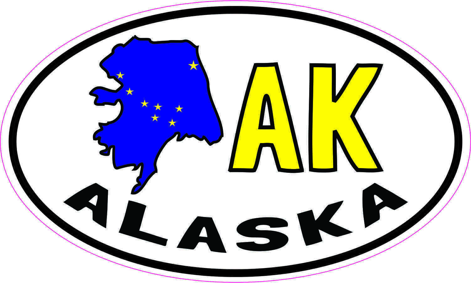 5X3 Oval AK Alaska Sticker Vinyl Luggage Car Truck Bumper Cup Tumbler Stickers