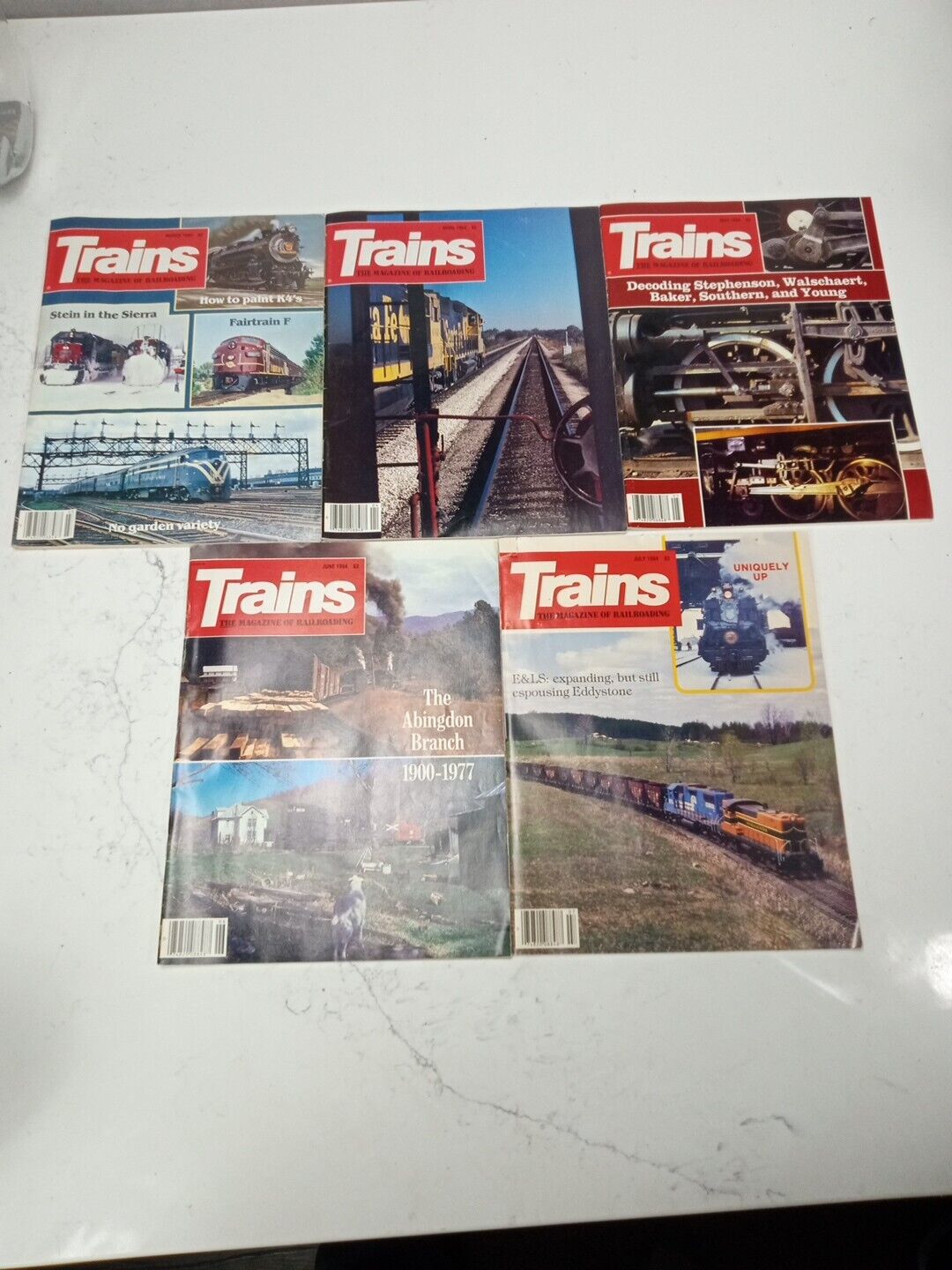Trains Magazine 5 pc Lot Railroad 1984 March-July.The Magazine Of Railroads.