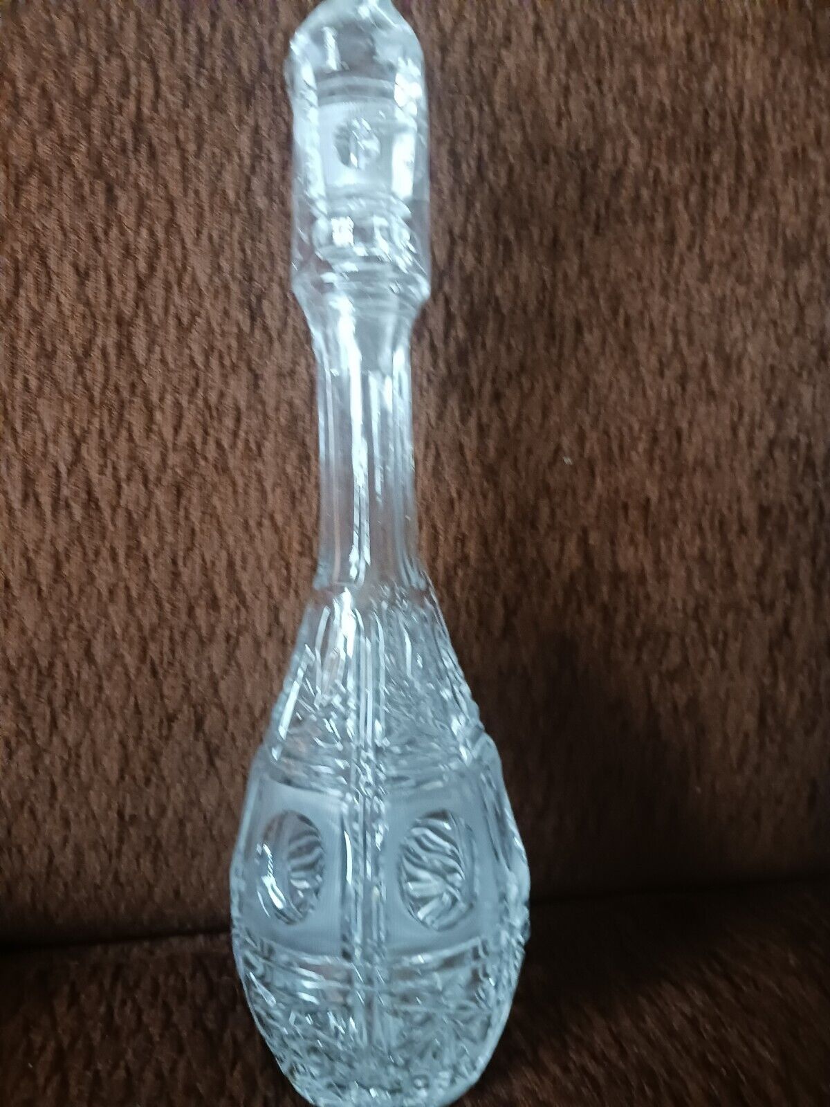 VTG 1970\'s Crystal Glass Decanter Cut Glass w/pointed stopped 15.5\