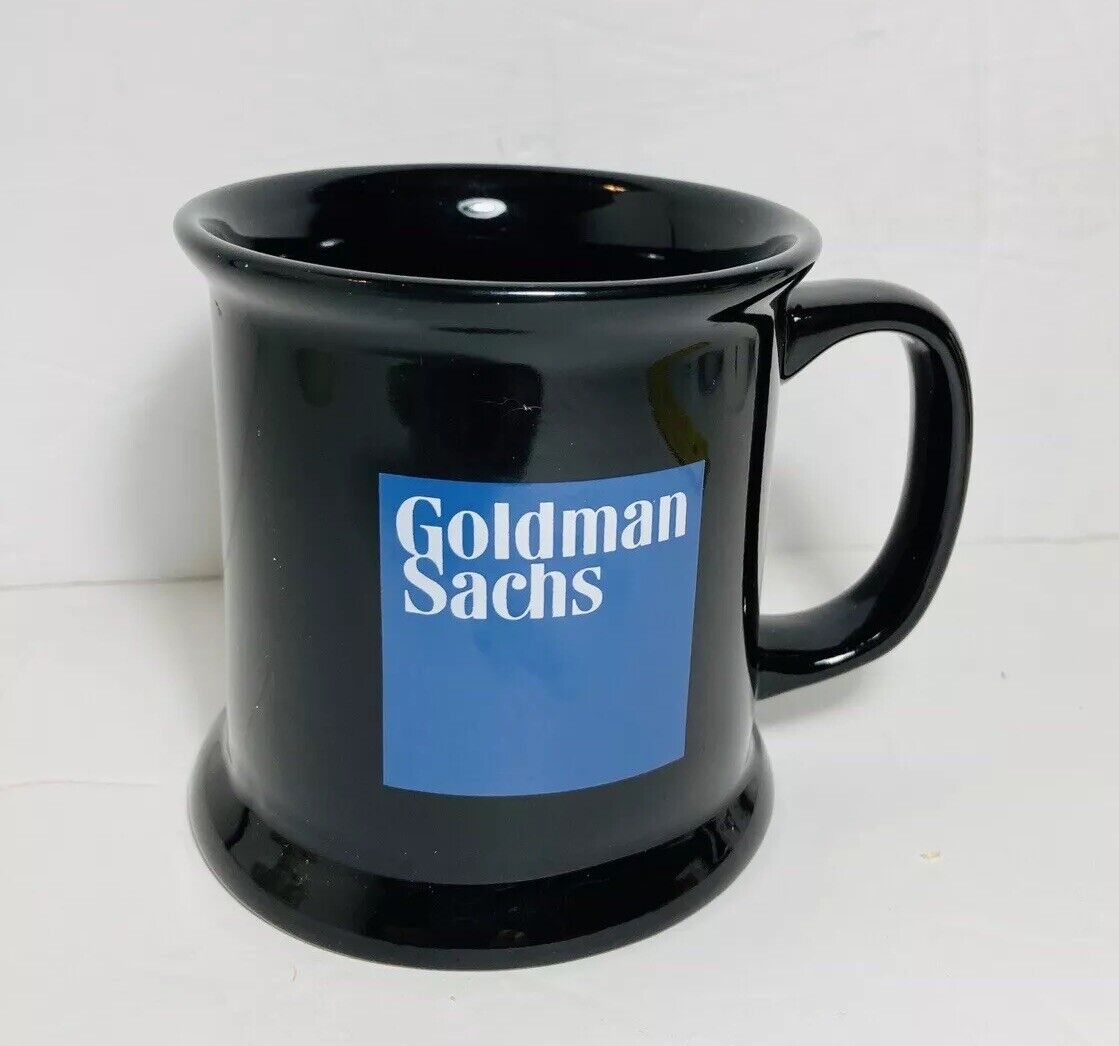 Goldman Sachs Advertising Coffee Mug Office Cup Footed Black 14oz EUC