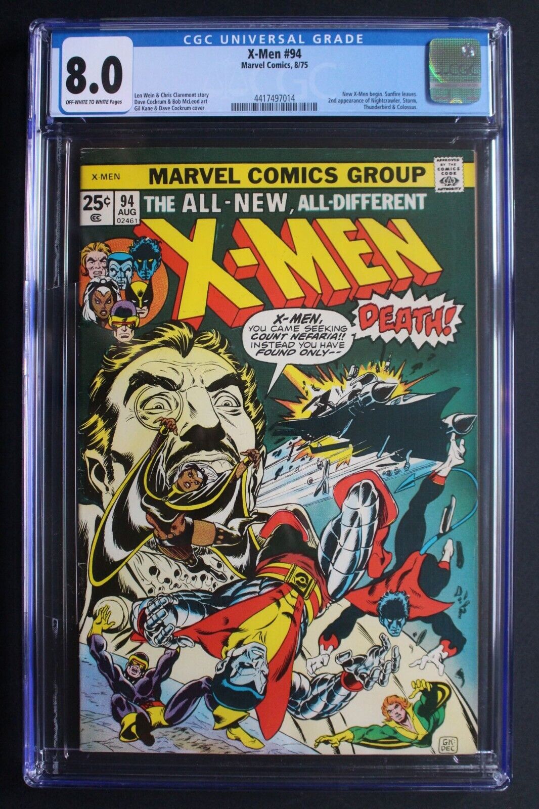 X-MEN #94 New Team Solo Series BEGINS 1975 STORM Colossus WOLVERINE Join CGC 8.0