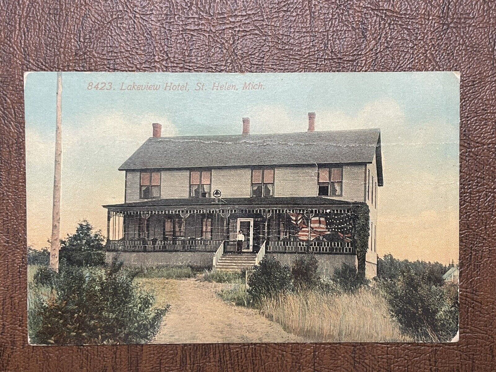 8423 Lakeview Hotel Early 1900s ST. HELEN MICHIGAN Postcard By Paul Petosky