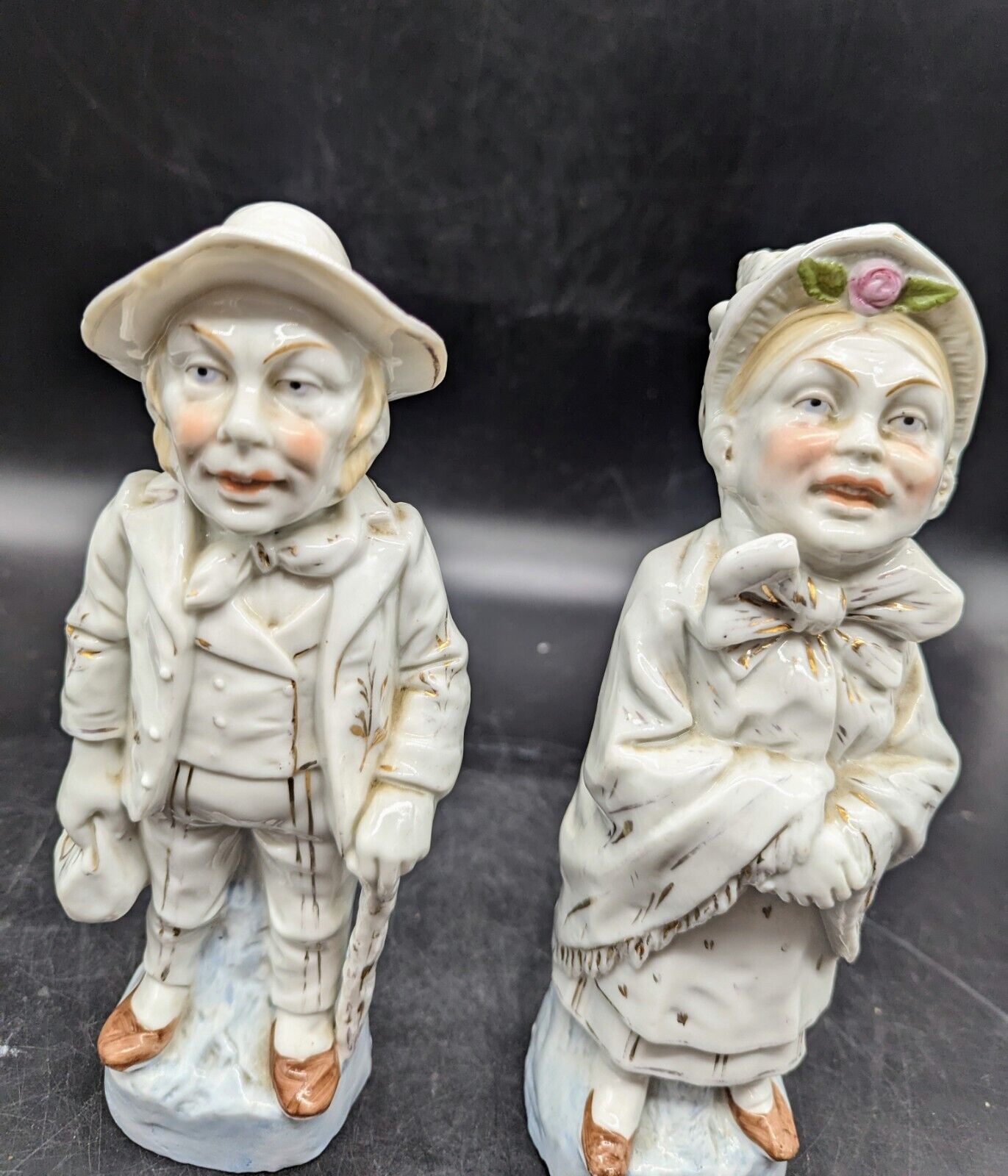 Antique Conta & Brohme Style Pair German Porcelain Figurines Man Woman 8.5\