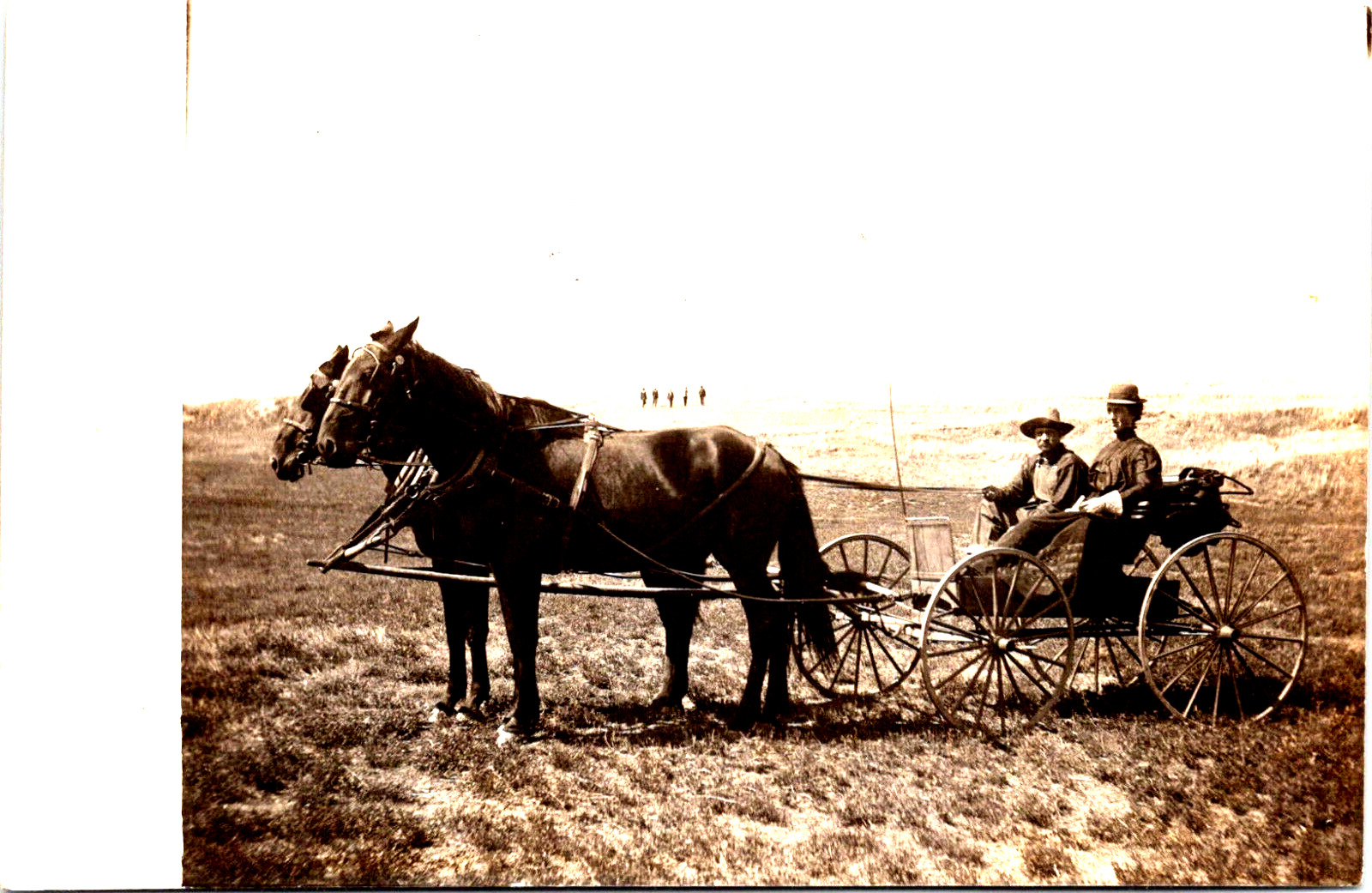 Antique Real Photo RPPC Postcard Near Waldo, Russell County Kansas Couple Buggy