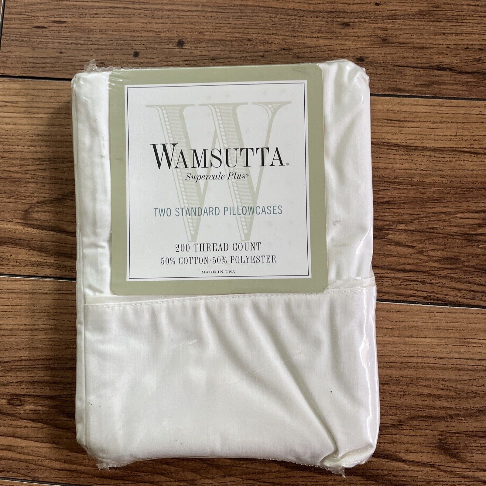 VTG NOS Wamsutta Supercale White 200 Count Set 2 Standard Pillowcases Ivory