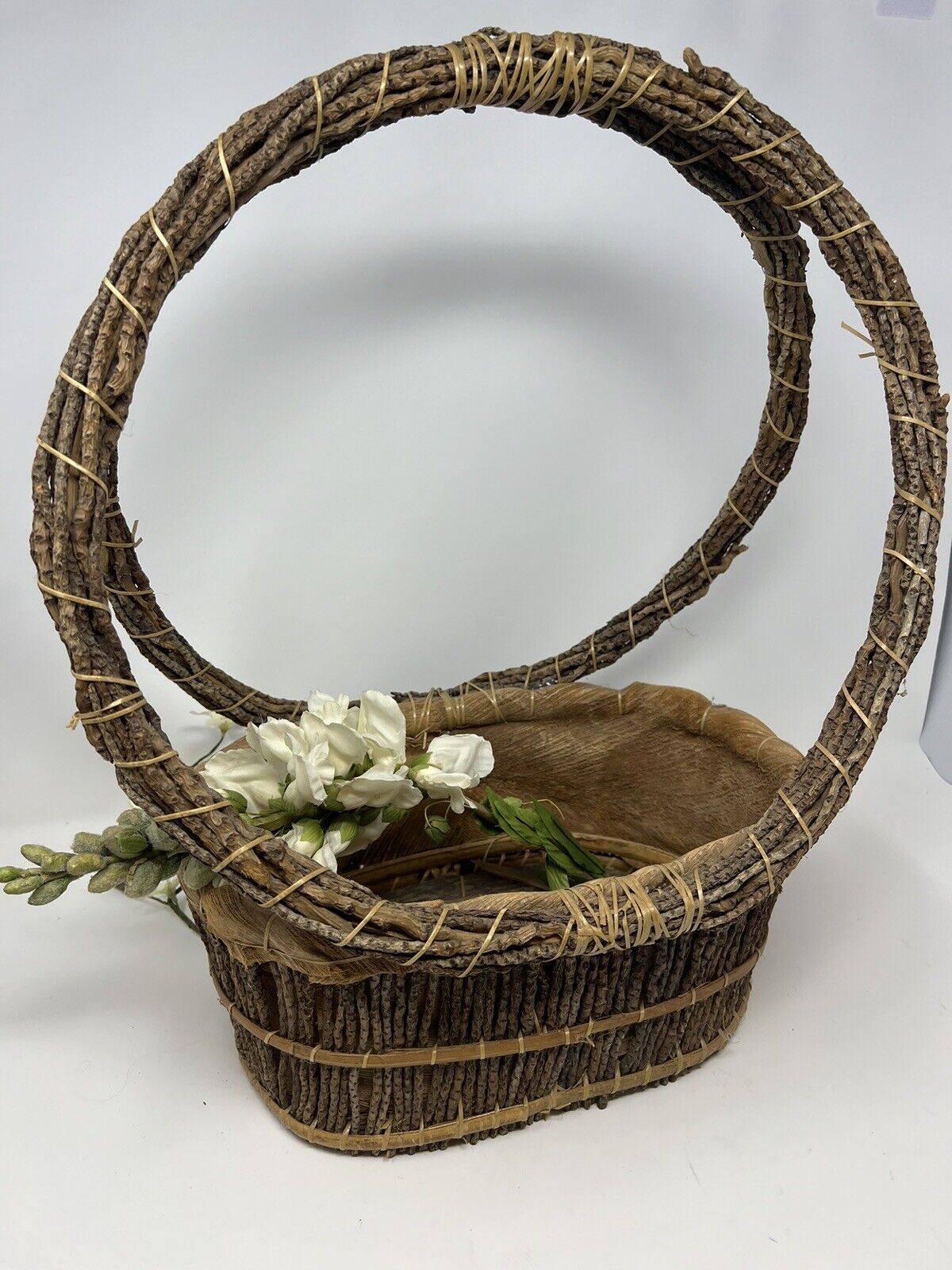Primitive  Basket  Made From Tree Vines, Twigs & Bark —Large