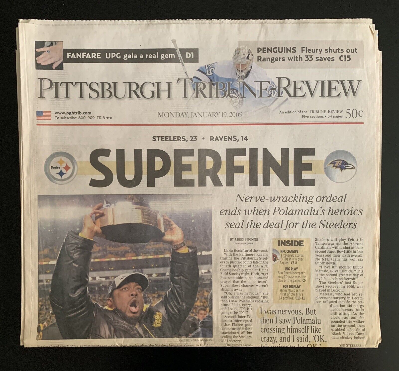 Pittsburgh Tribune-Review Steelers NFL Super Bowl XLIII Champions (2009)