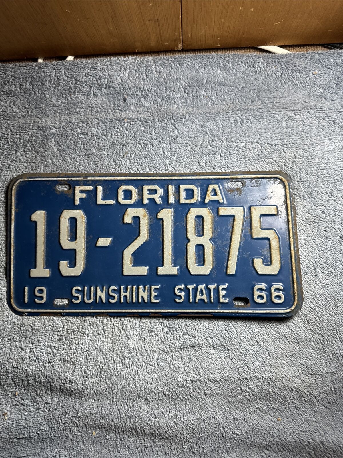 1966 Florida License Plate 19-21875 Sunshine State