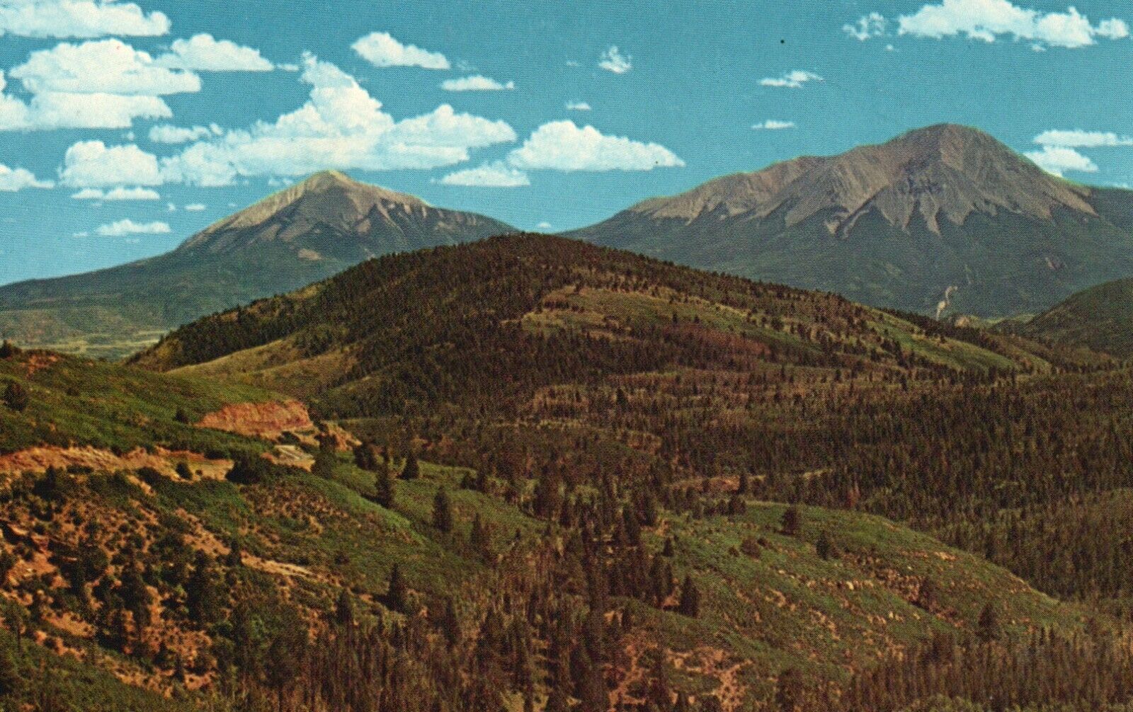 Postcard CO Spanish Peaks from Laveta Pass Highway 160 Chrome Vintage PC J459